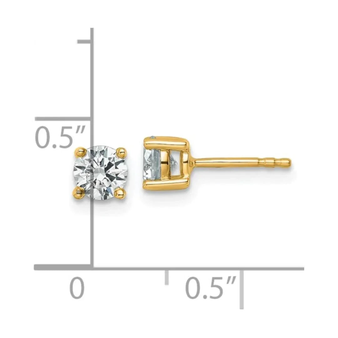 14K Yellow Gold Round Lab Grown Diamond Stud Earrings - Fine Diamond