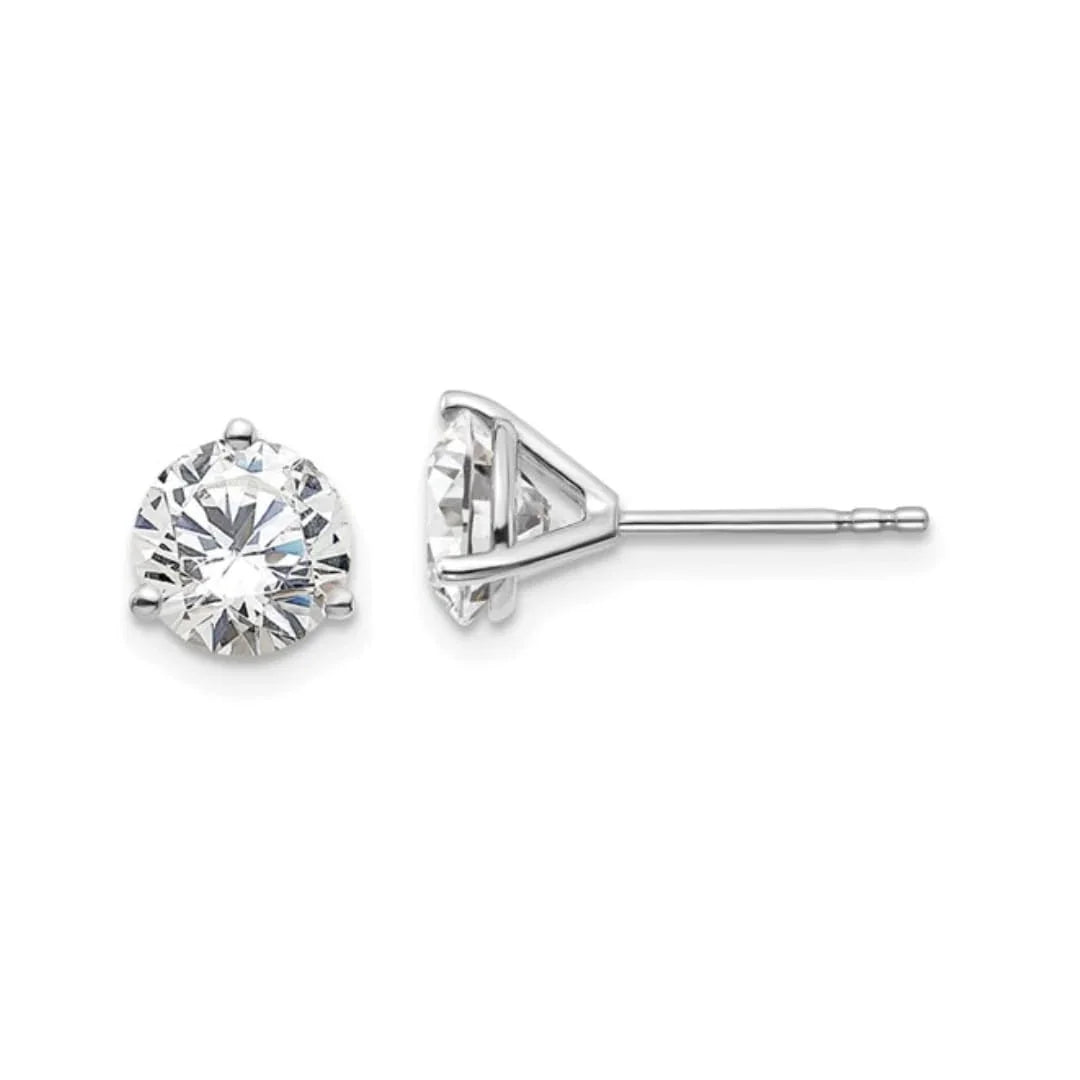 Lab Grown Round Shaped Diamond 14K White Gold Stud Earrings - Fine Diamond