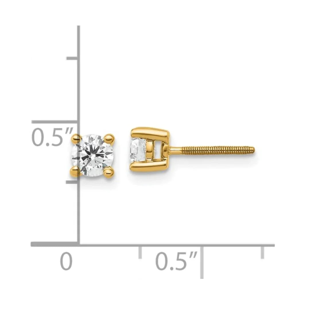 14K Yellow Gold Lab Diamond Stud Earrings Round Shaped - Fine Diamond