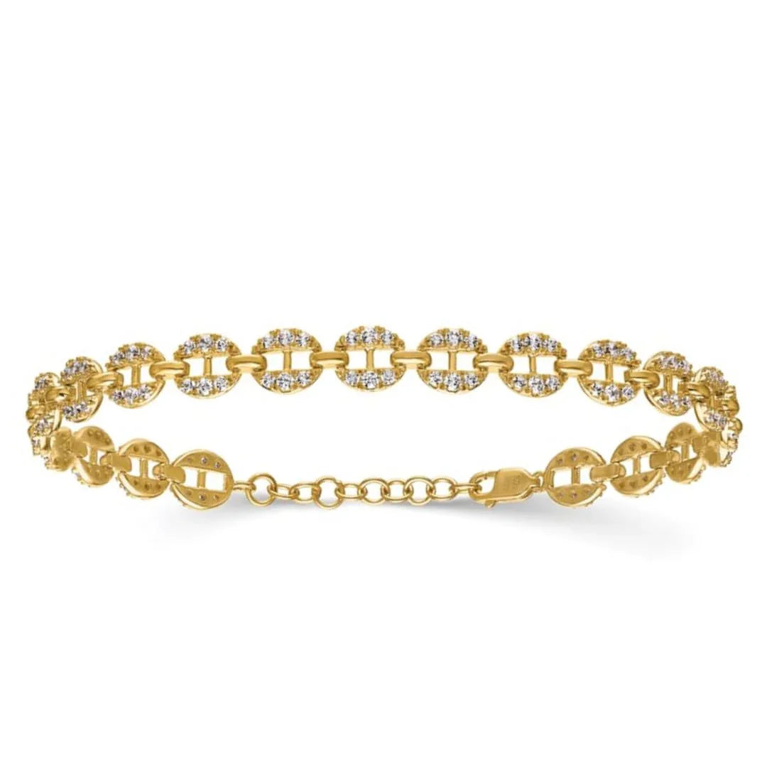 14K Gold Lab Grown Diamond Fancy Link Bracelets - Fine Diamond