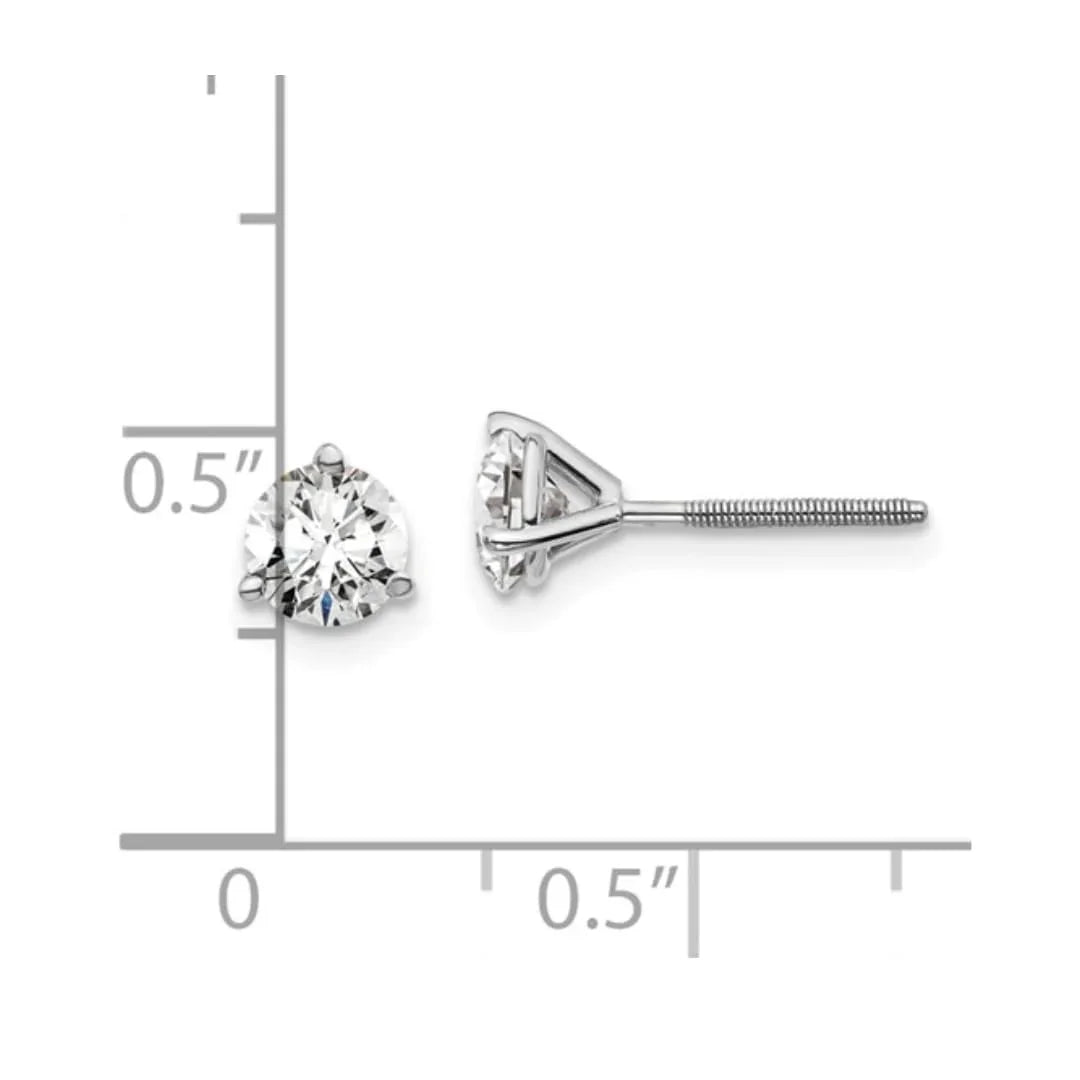 14K White Gold Round Shaped Lab Diamond Stud Earrings - Fine Diamond