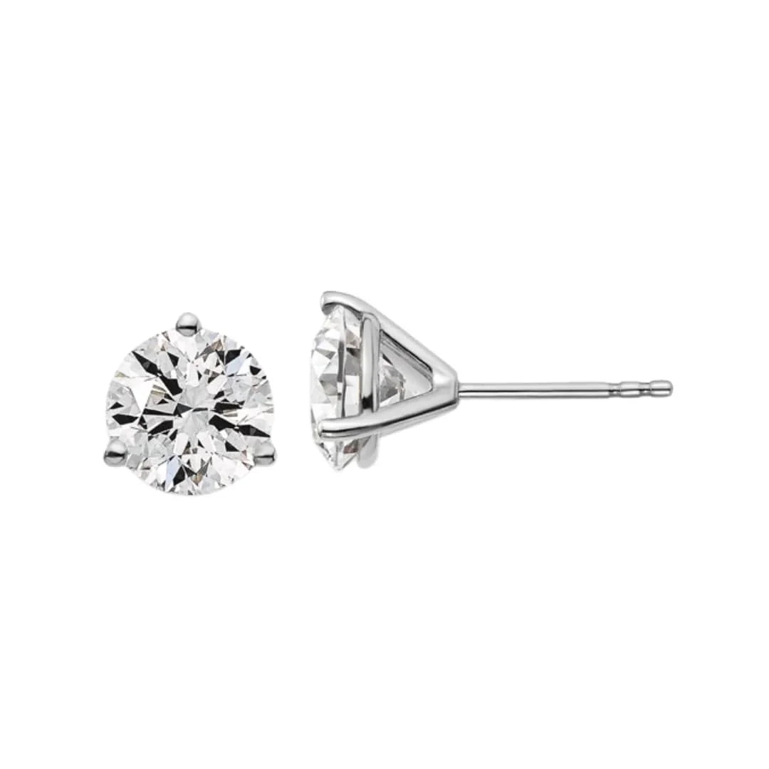 14K White Gold Lab Grown Diamond Round Shaped Stud Earrings - Fine Diamond
