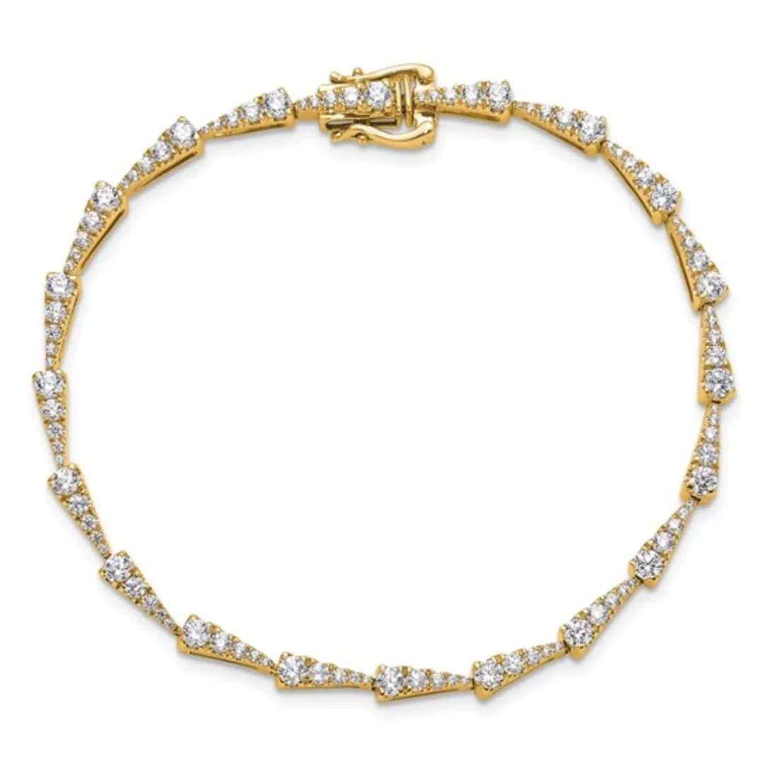 14k Yellow Gold Lab Grown Diamond Link Fashion Bracelet - Fine Diamond
