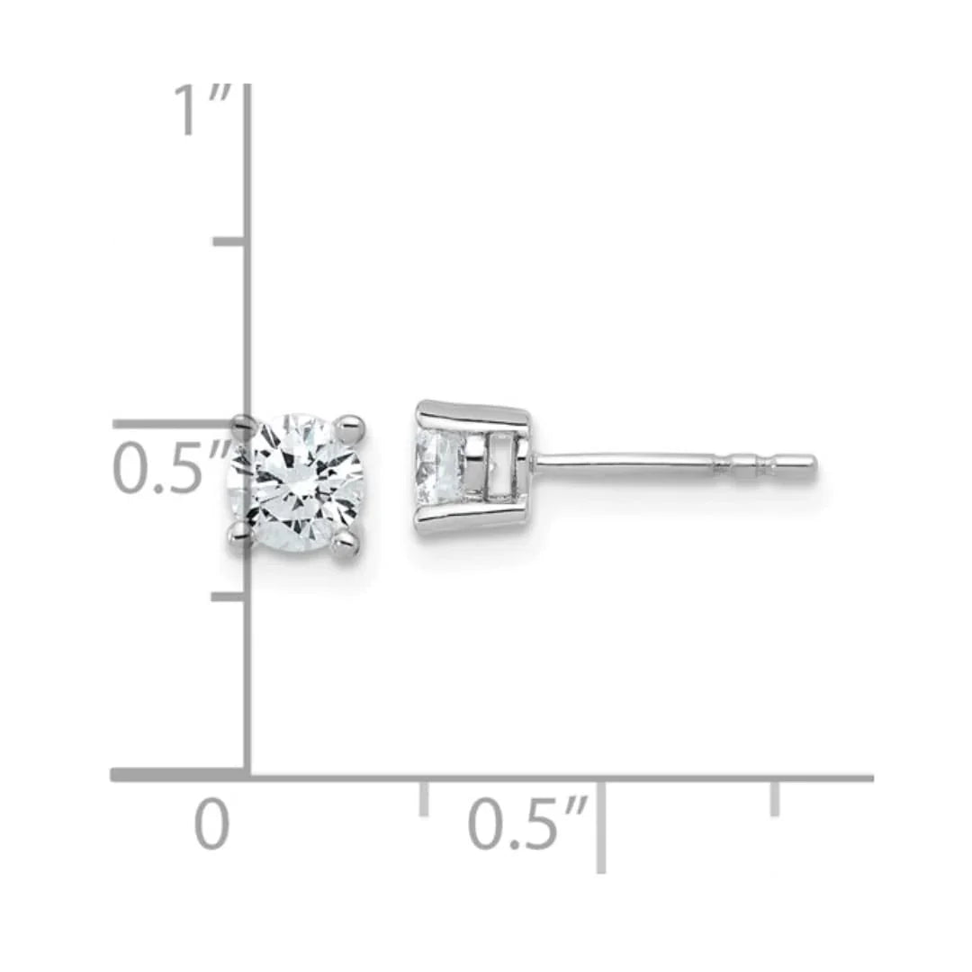 14k White Gold Lab Grown Diamond Round Shaped Stud Earrings - Fine Diamond