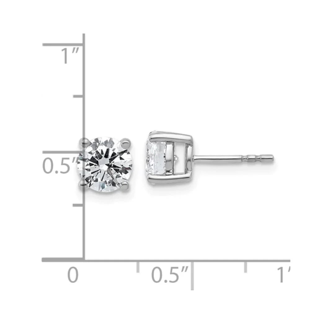 14K White Gold Round Shaped Lab Diamond Stud Earrings - Fine Diamond