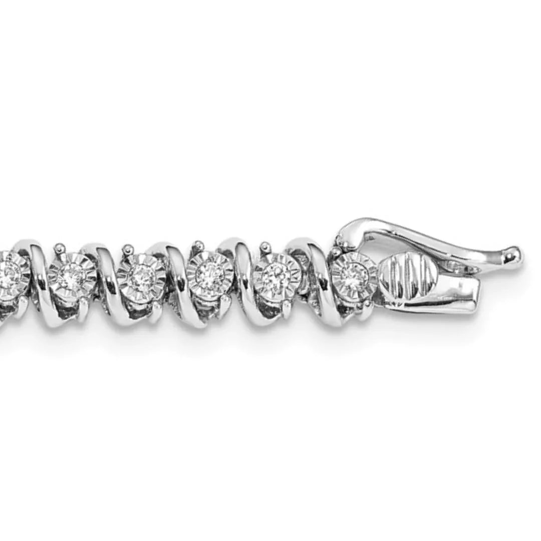 14k White Gold Lab Diamond S-link Tennis Bracelet - Fine Diamond