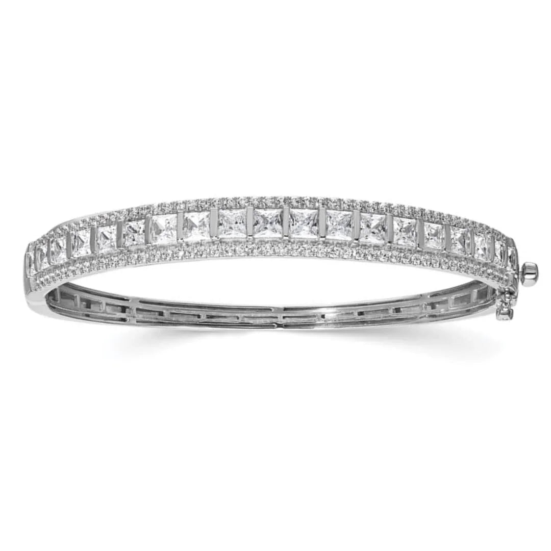 14k White Gold 5 carat Lab Grown Diamond Bangle Bracelet - Fine Diamond