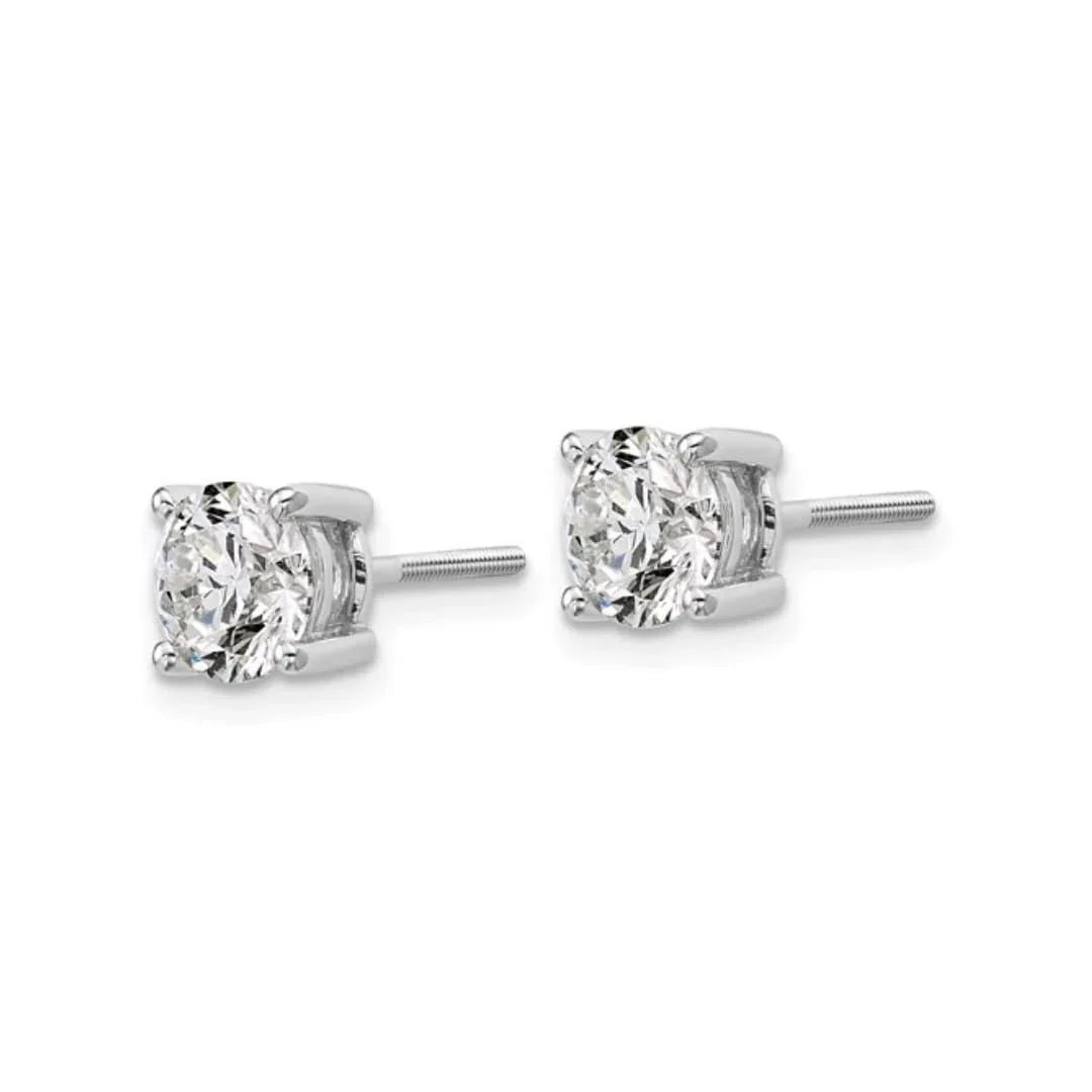 14K White Gold Round Shaped Lab Grown Diamond Stud Earrings - Fine Diamond