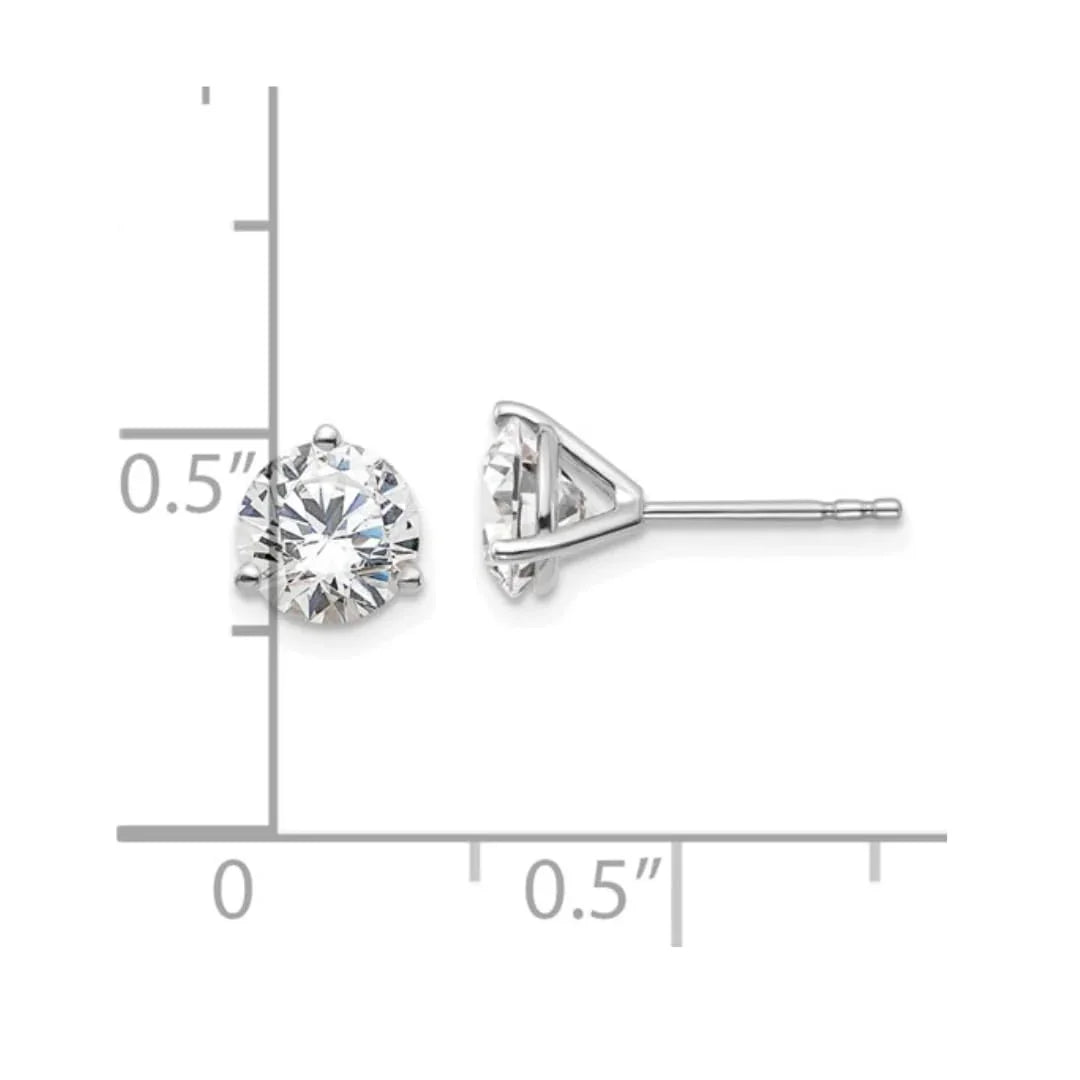 14K White Gold Lab Diamond Round Shaped Stud Earrings - Fine Diamond