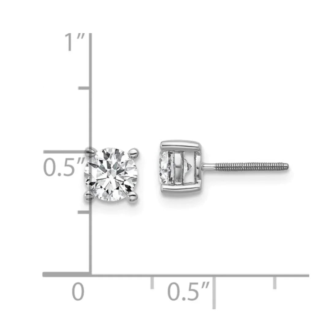 14K White Gold Lab Grown Diamond Round Shaped Stud Earrings - Fine Diamond