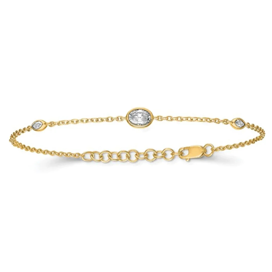 14k Yellow Gold 3/8 Carat Lab Grown Diamond Extension Bracelet - Fine Diamond