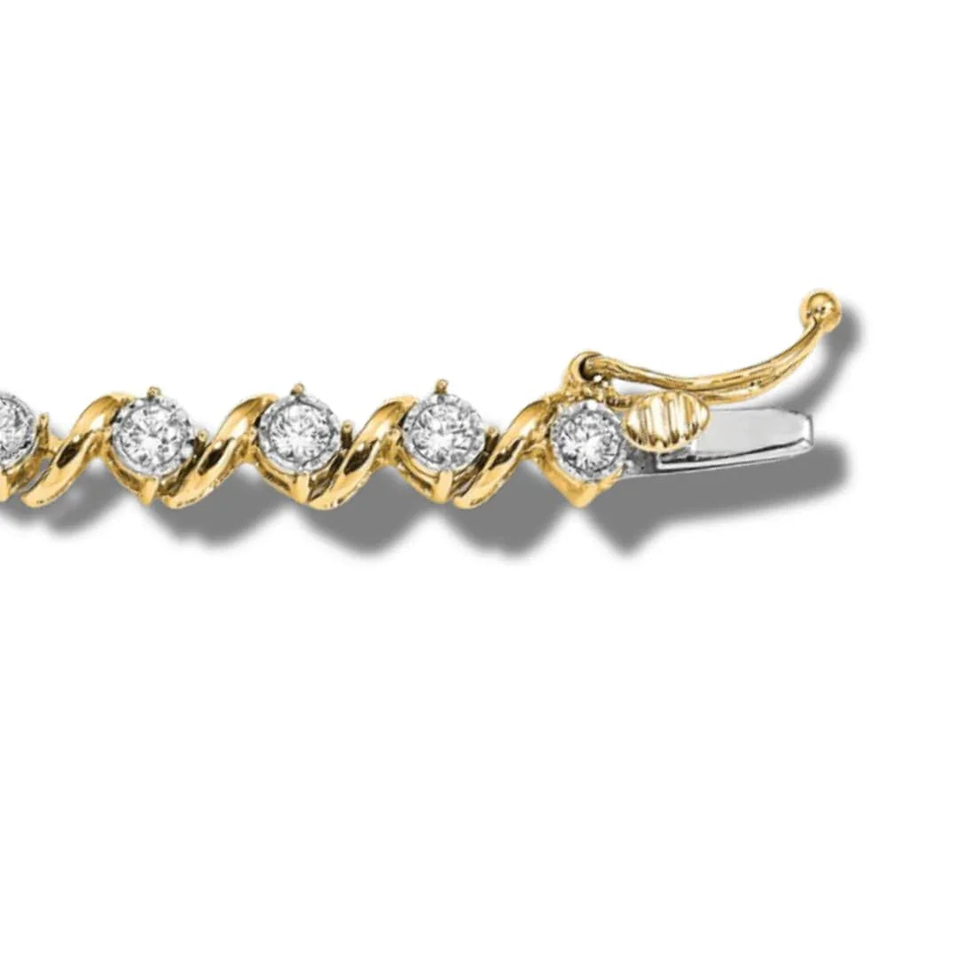 14k Yellow Gold Lab Grown Diamond Fancy Tennis Bracelet - Fine Diamond