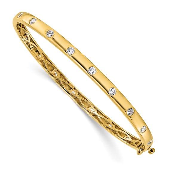 14k Yellow Gold 3/4 Carat Lab Grown Diamond Bangle Bracelet - Fine Diamond