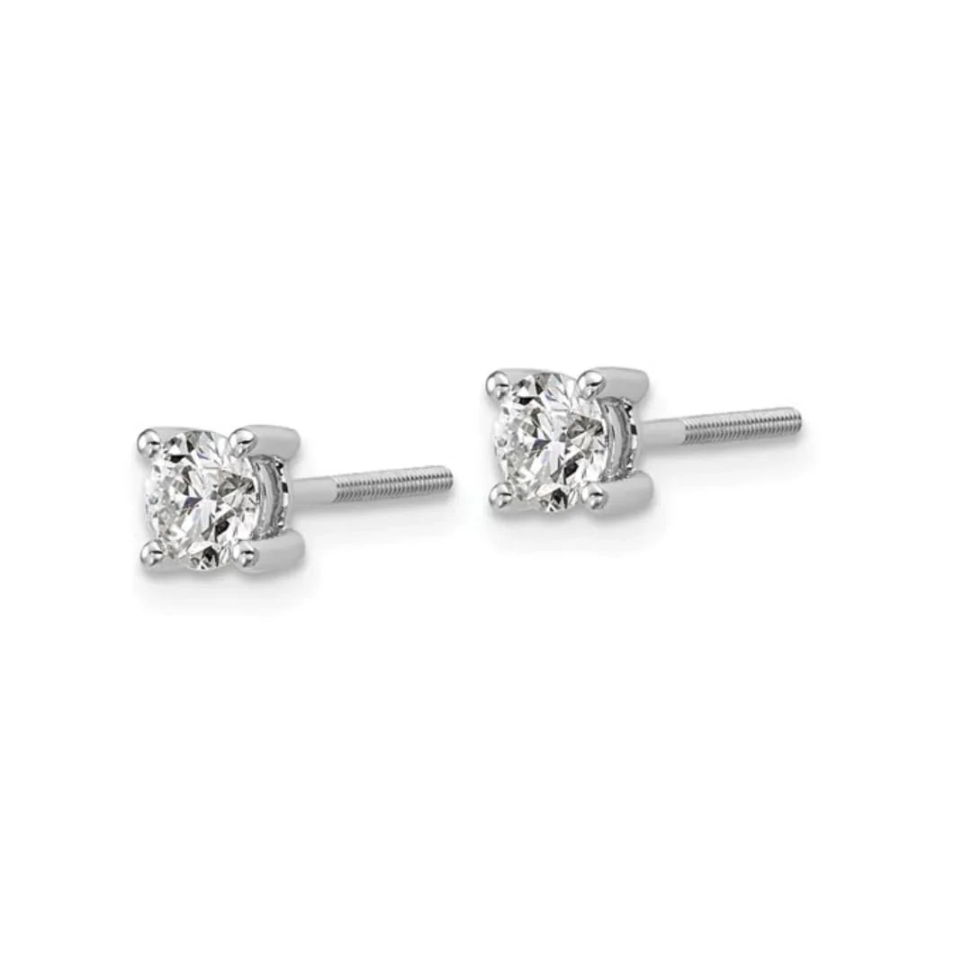 14K White Gold Lab Grown Round Shaped Diamond Stud Earrings - Fine Diamond
