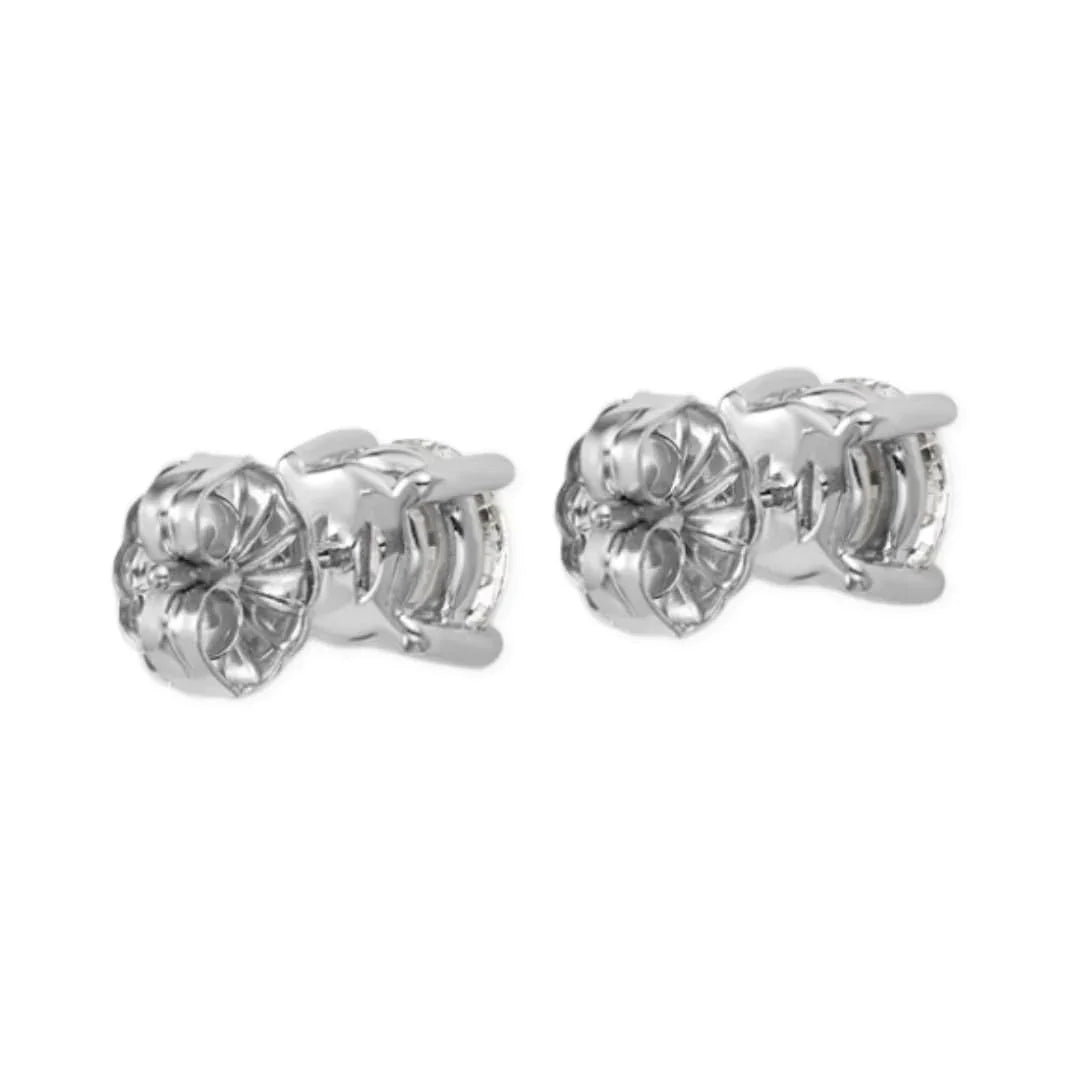 14K White Gold Round Shaped Lab Grown Diamond Stud Earrings - Fine Diamond
