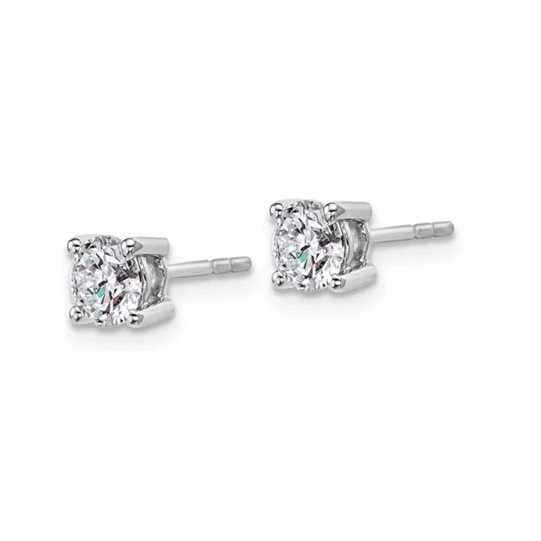 14K White Gold Lab Grown Diamond Round Shaped Stud Earrings - Fine Diamond