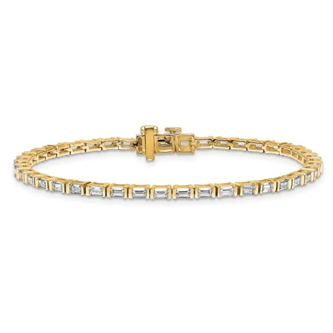 14k Yellow Gold 4 Carat Lab Diamond Tennis Bracelet - Fine Diamond