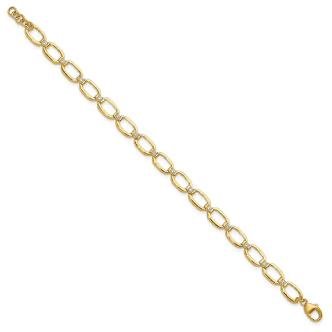 14k Yellow Gold 1/2 Carat Lab Diamond Oval Link Extension Bracelet - Fine Diamond