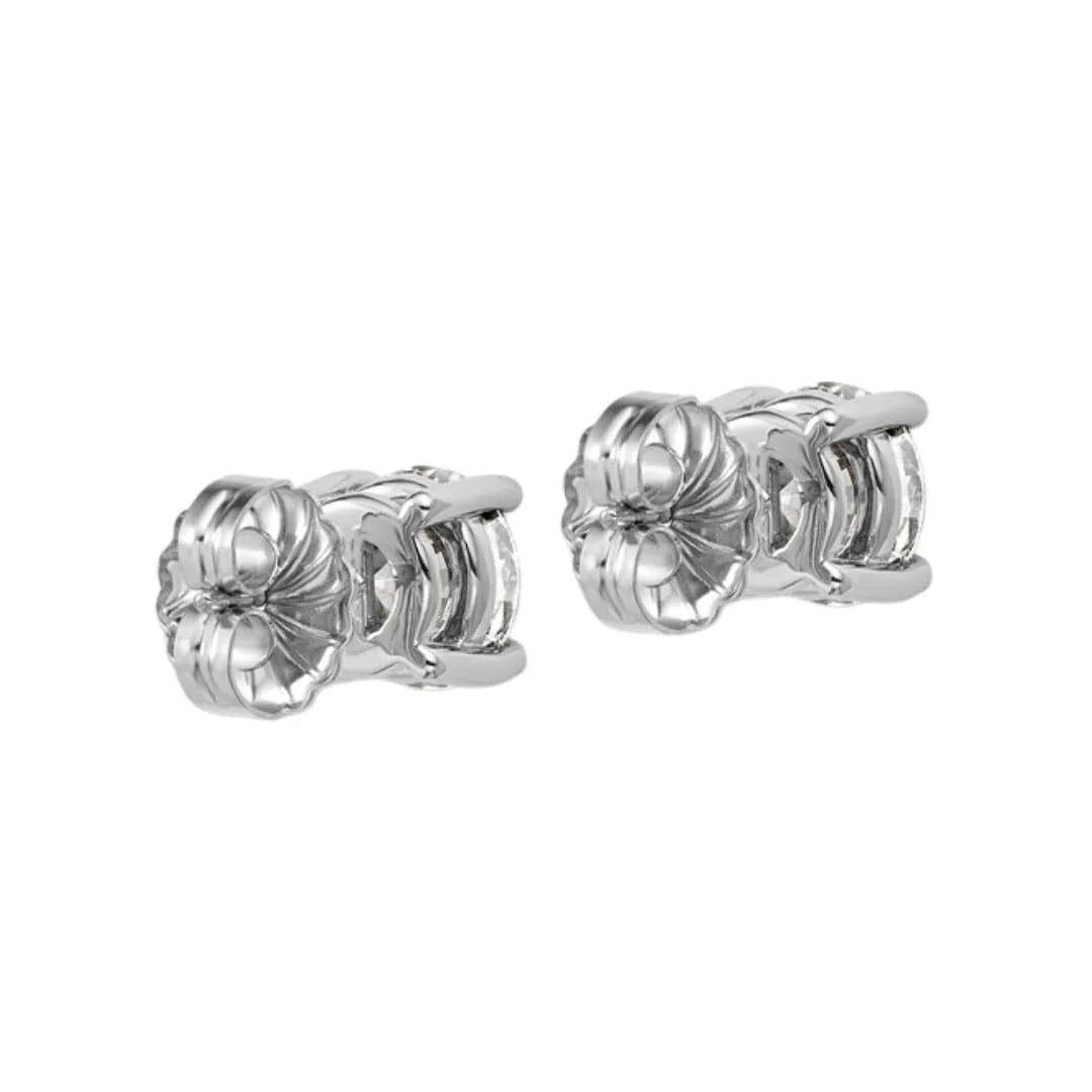 14K White Gold Round Shaped Lab Grown Diamond Stud Earrings - Fine Diamond