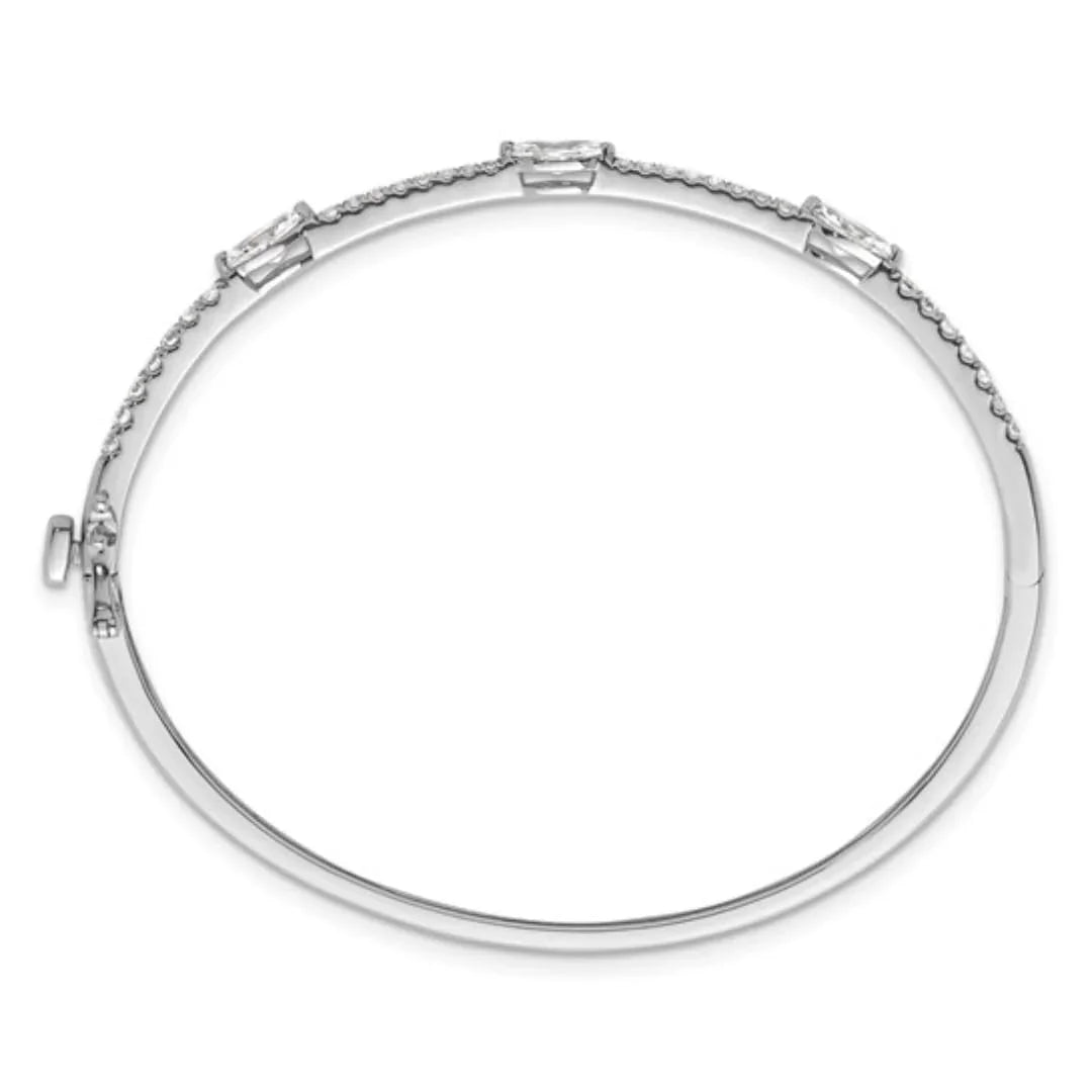 14k White Gold Lab Diamond Hinged Bangle Bracelet - Fine Diamond