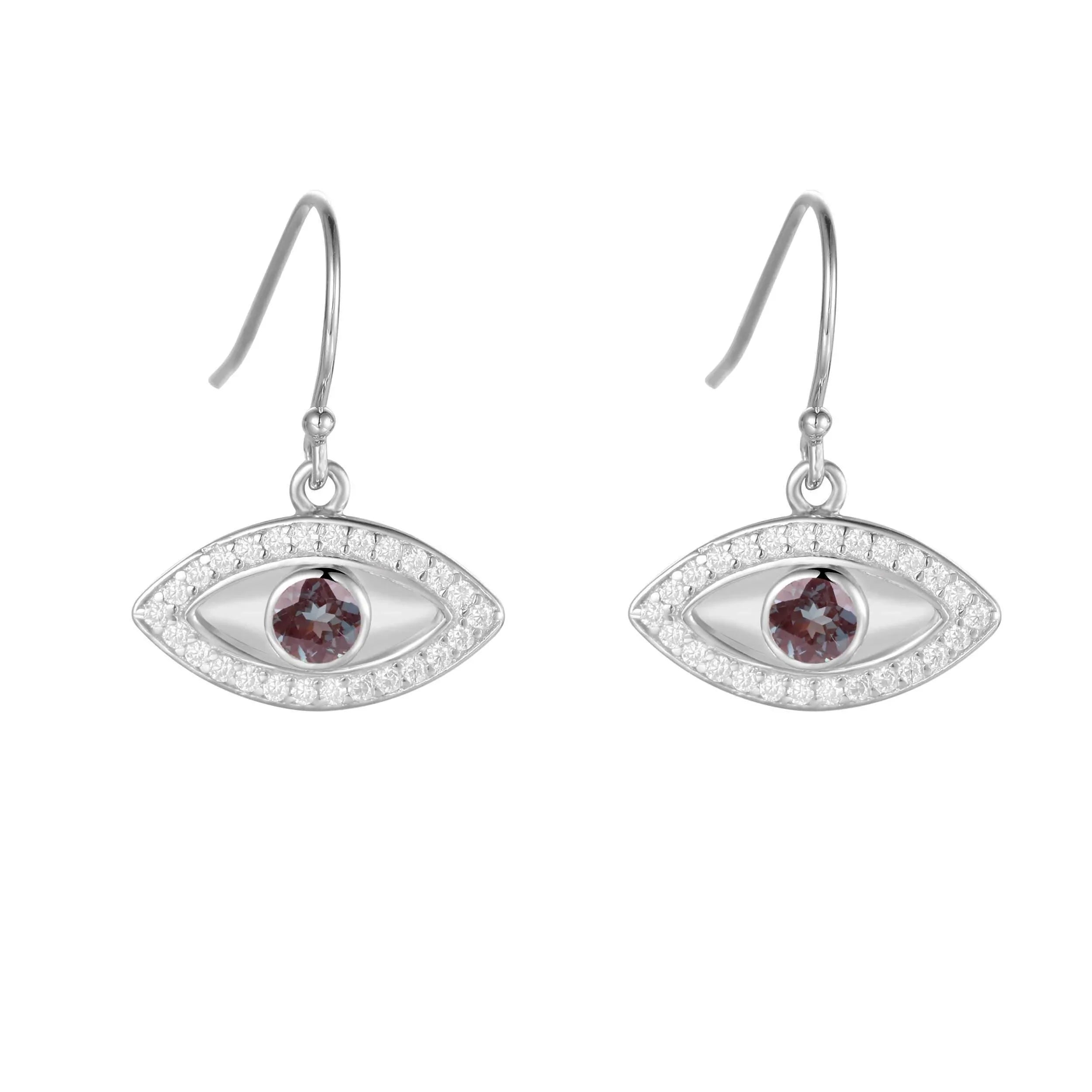 Alexandrite Evil Eye Earrings - Fine Diamond