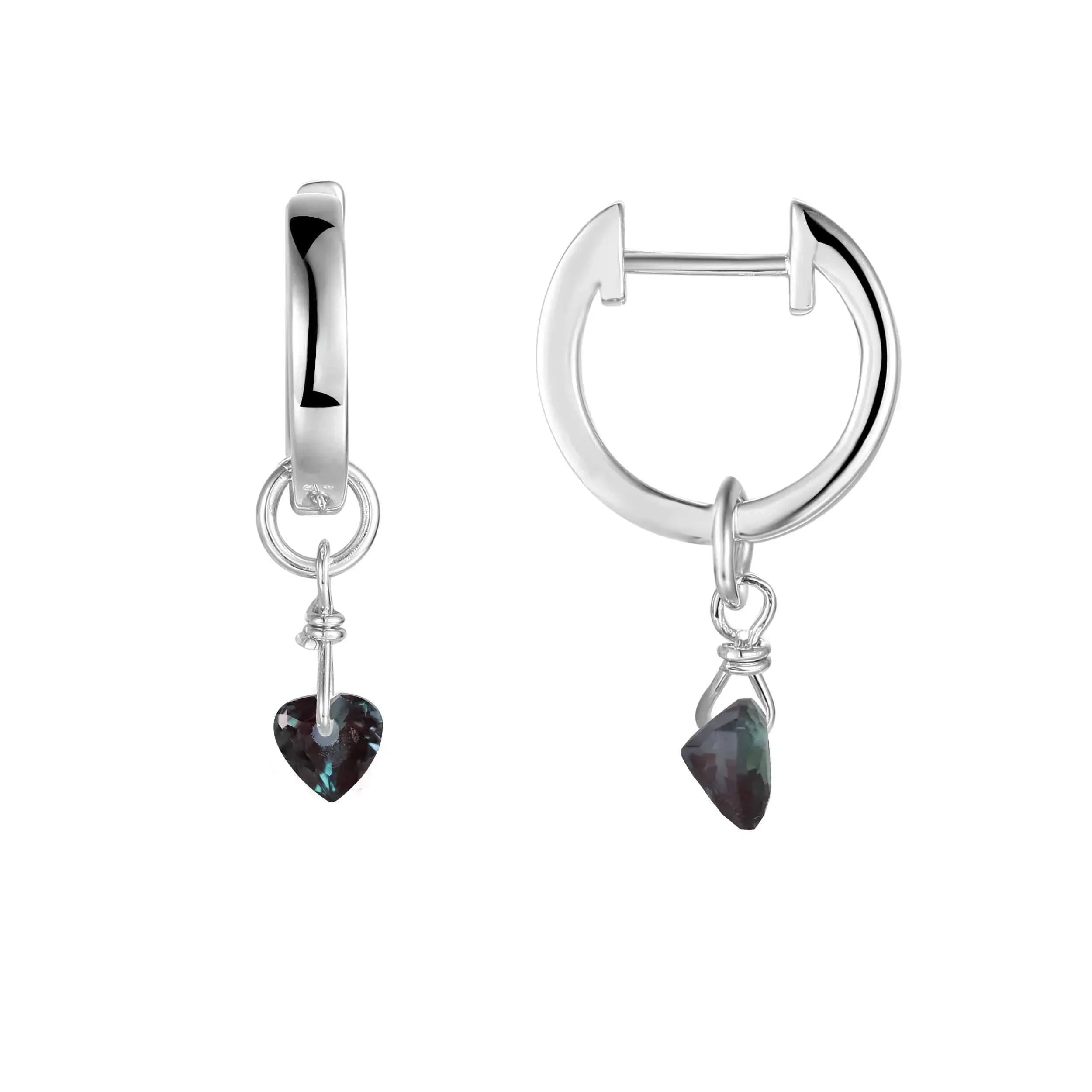 Alexandrite Heart Earrings - Fine Diamond