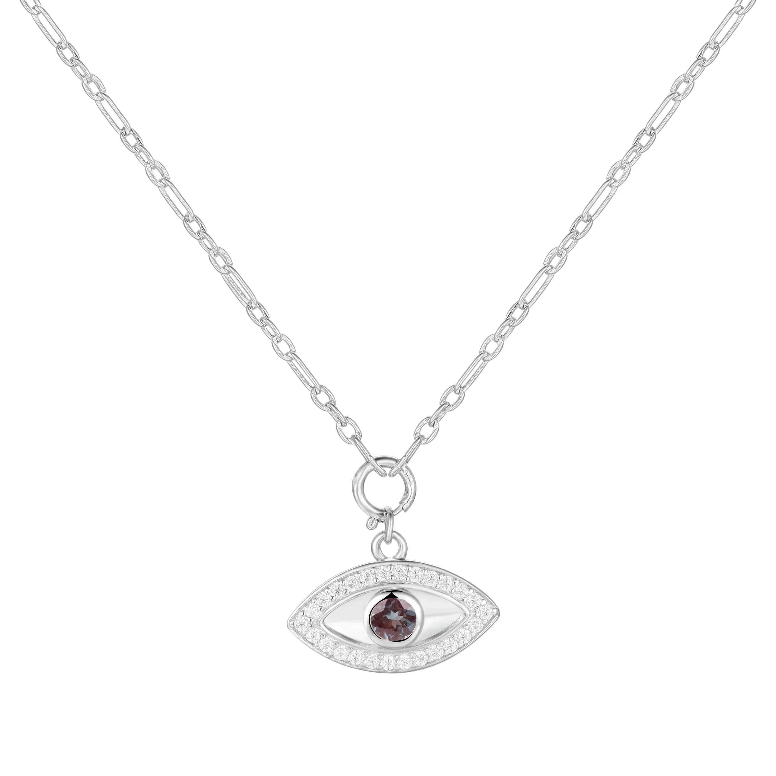 Alexandrite Evil Eye Necklace - Fine Diamond