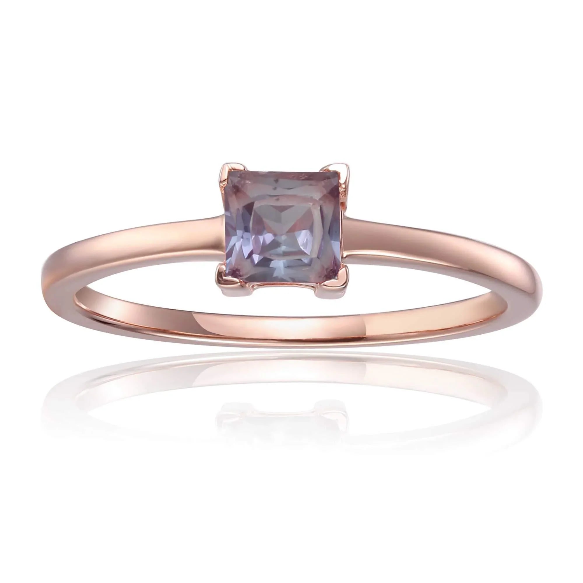 Alexandrite Square Solitaire Ring - Fine Diamond