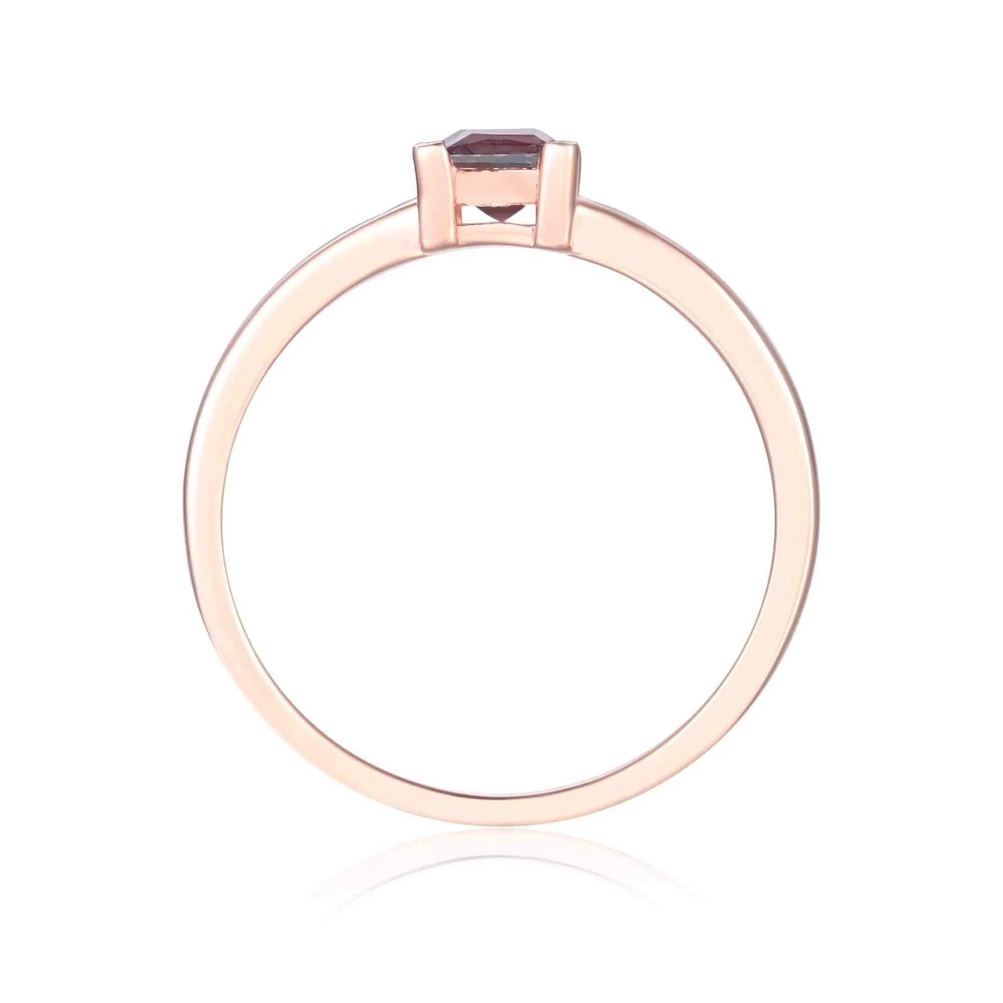 Alexandrite Square Solitaire Ring - Fine Diamond