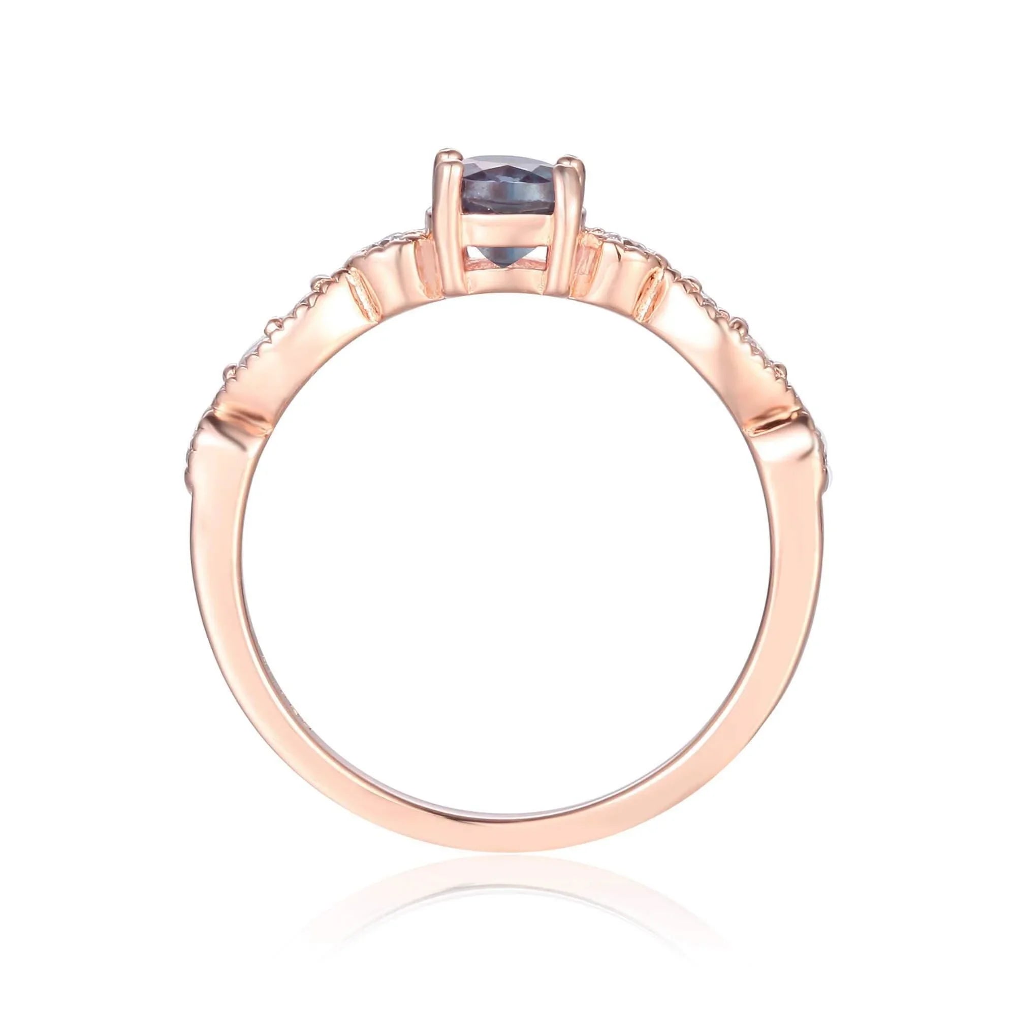 Alexandrite Solitaire Engagement Ring - Fine Diamond