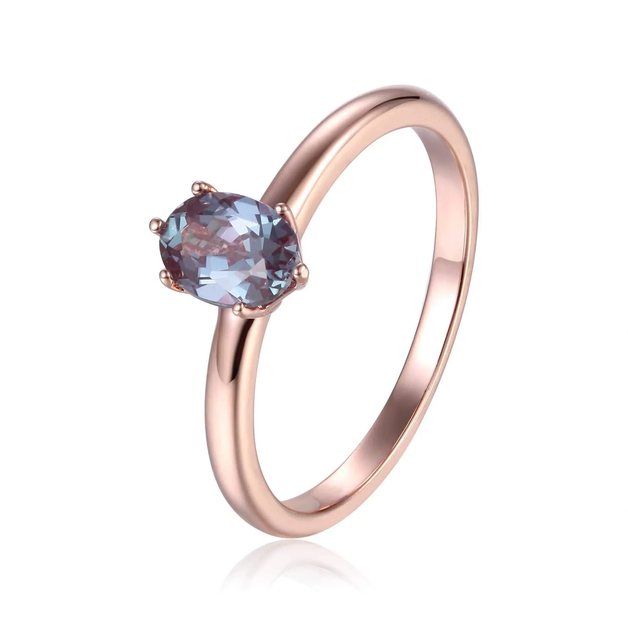 Alexandrite Solitaire Ring - Fine Diamond