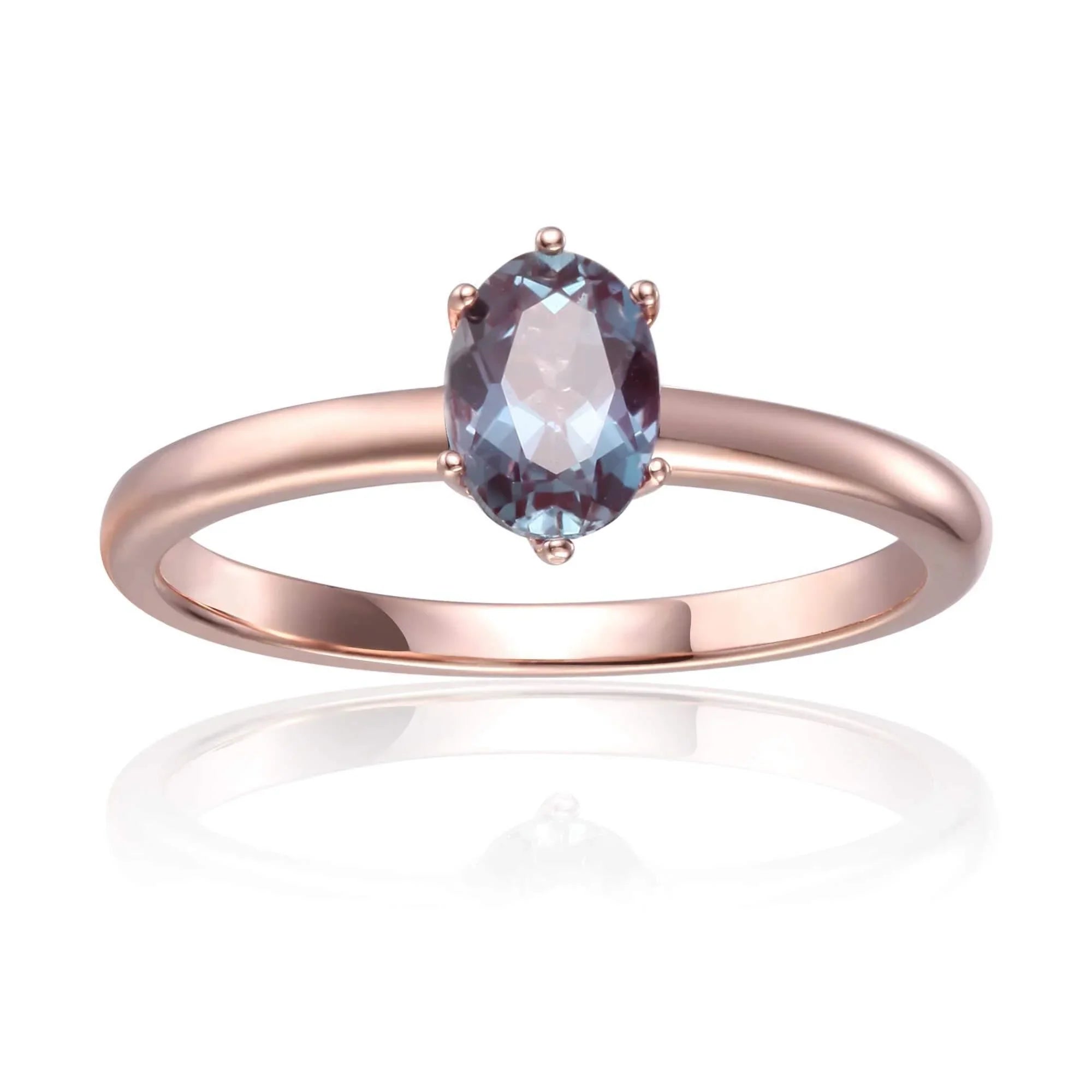 Alexandrite Solitaire Ring - Fine Diamond