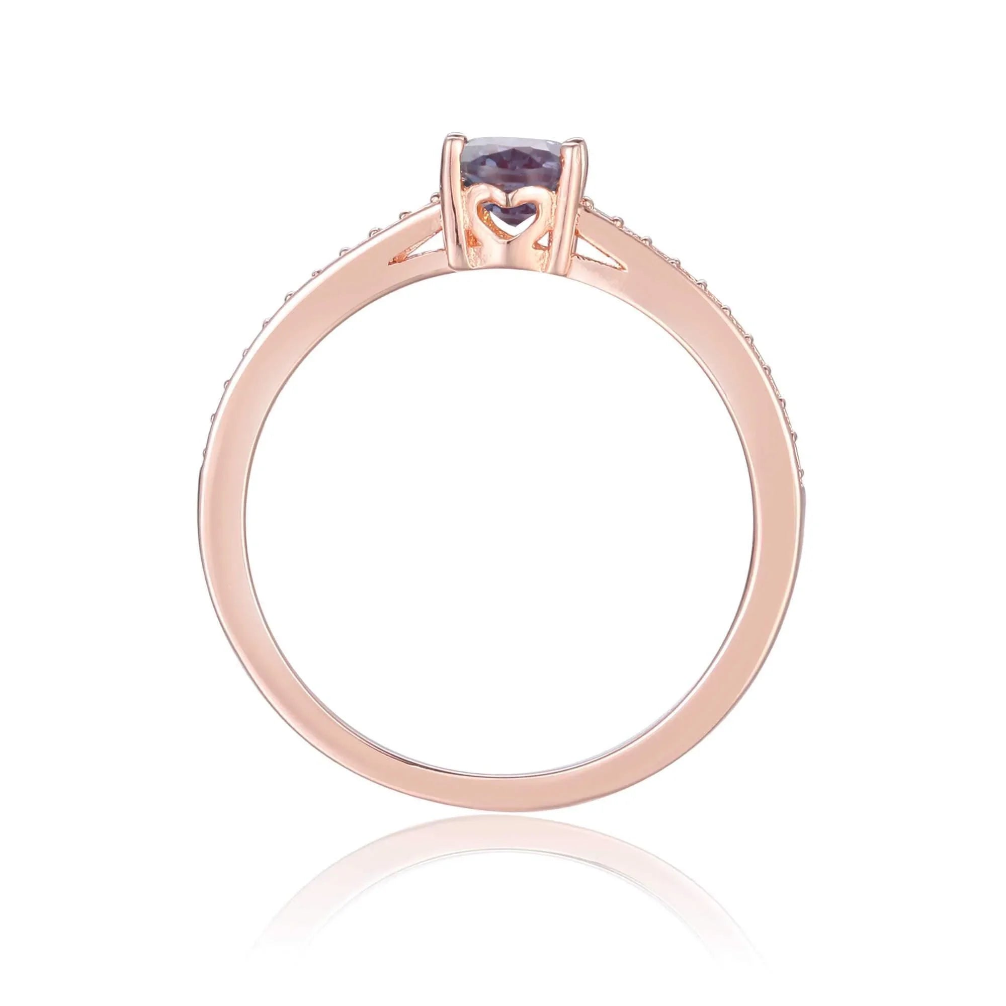 Solitaire Rose Gold Alexandrite Ring - Fine Diamond
