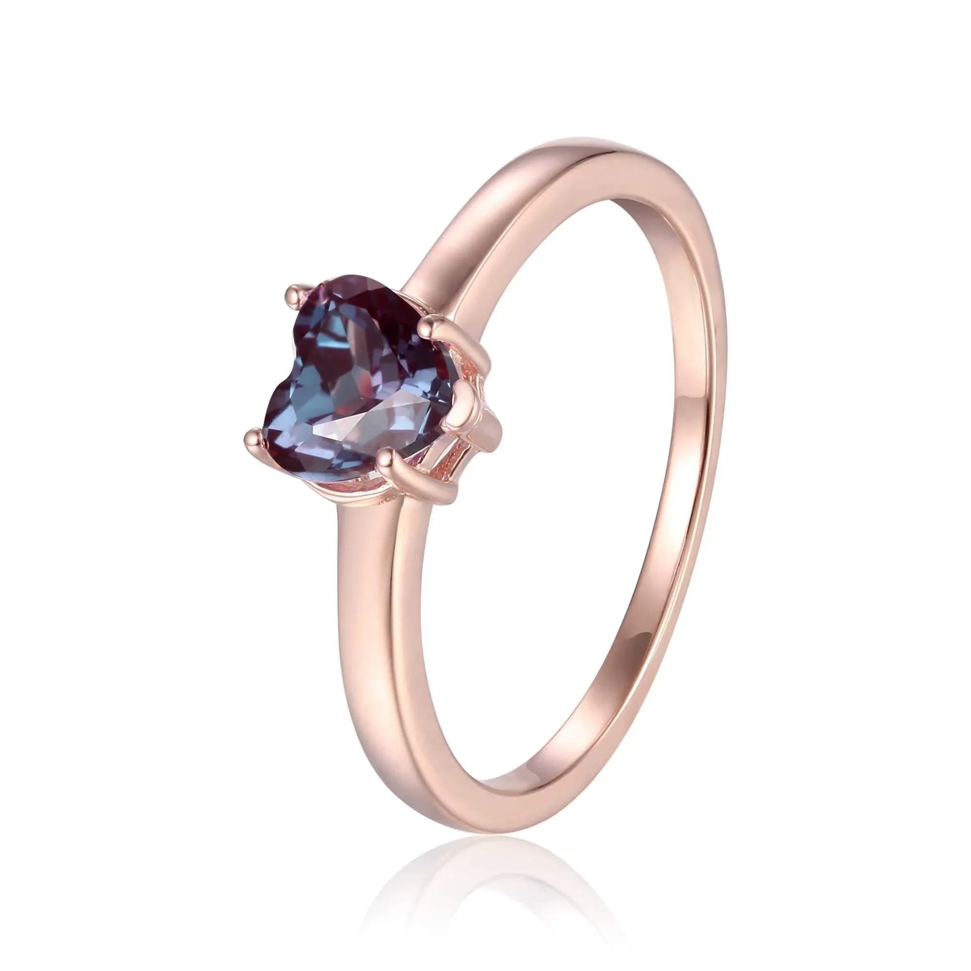 Alexandrite Solitaire Heart Ring - Fine Diamond