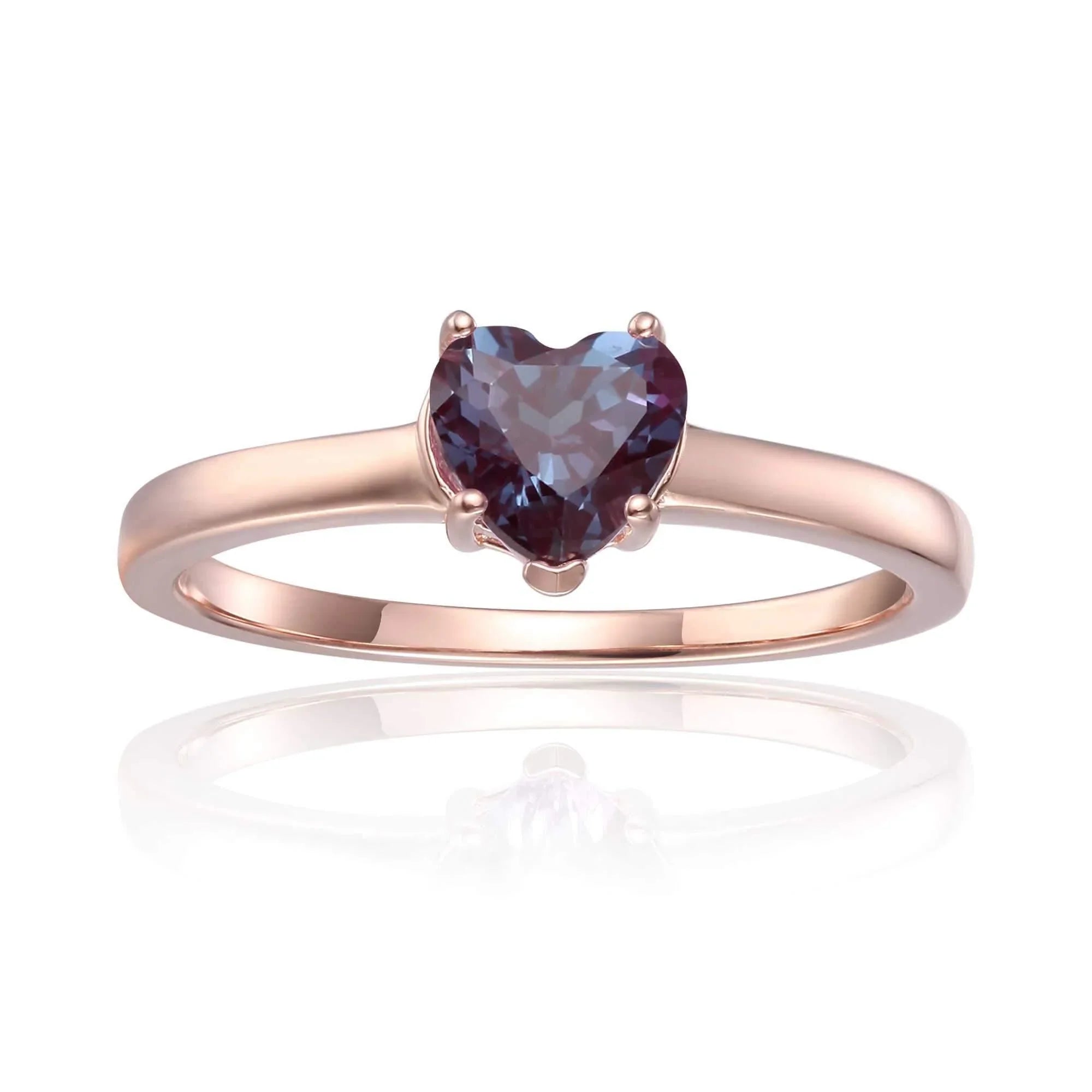 Alexandrite Solitaire Heart Ring - Fine Diamond