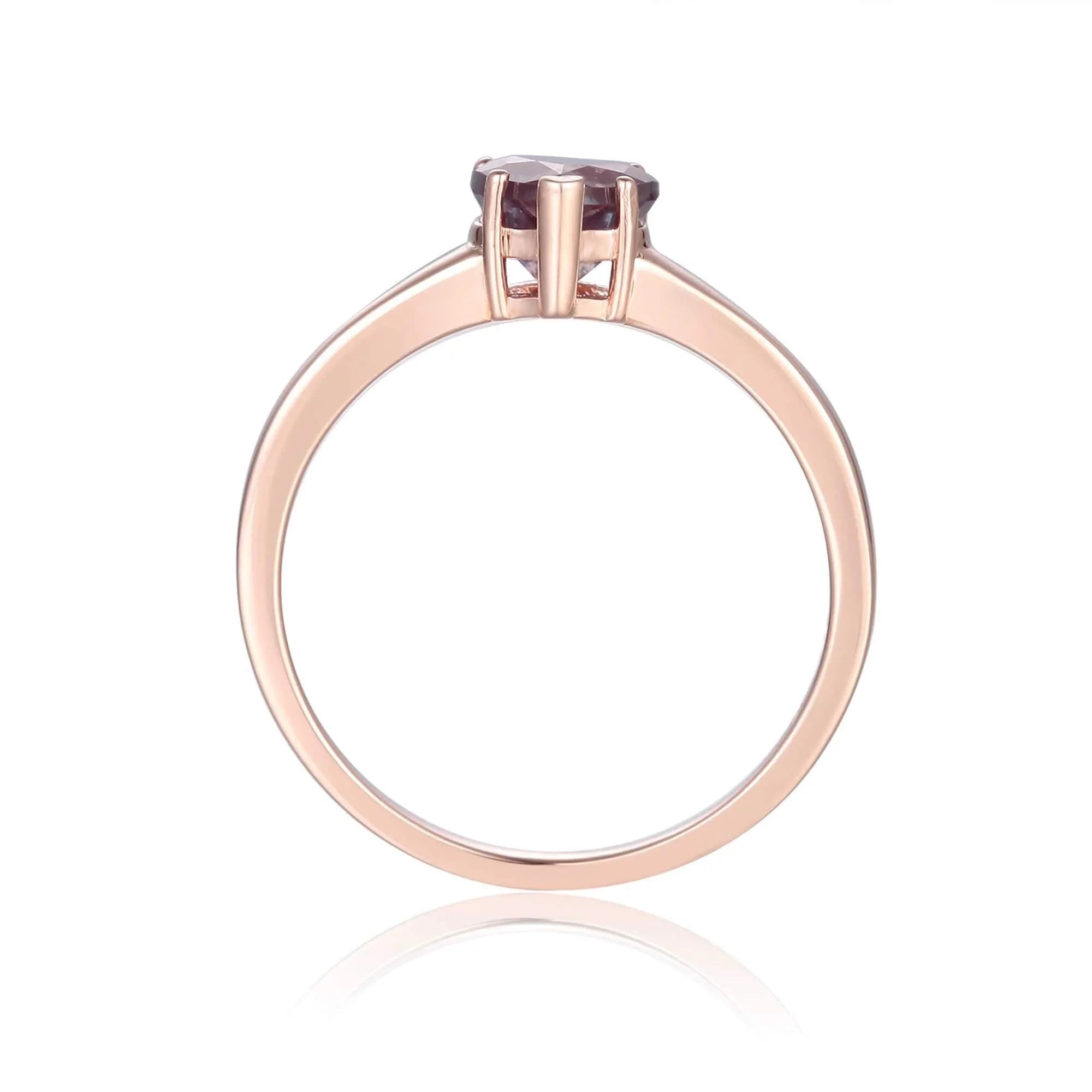Alexandrite Solitaire Heart Ring - Fine Diamond