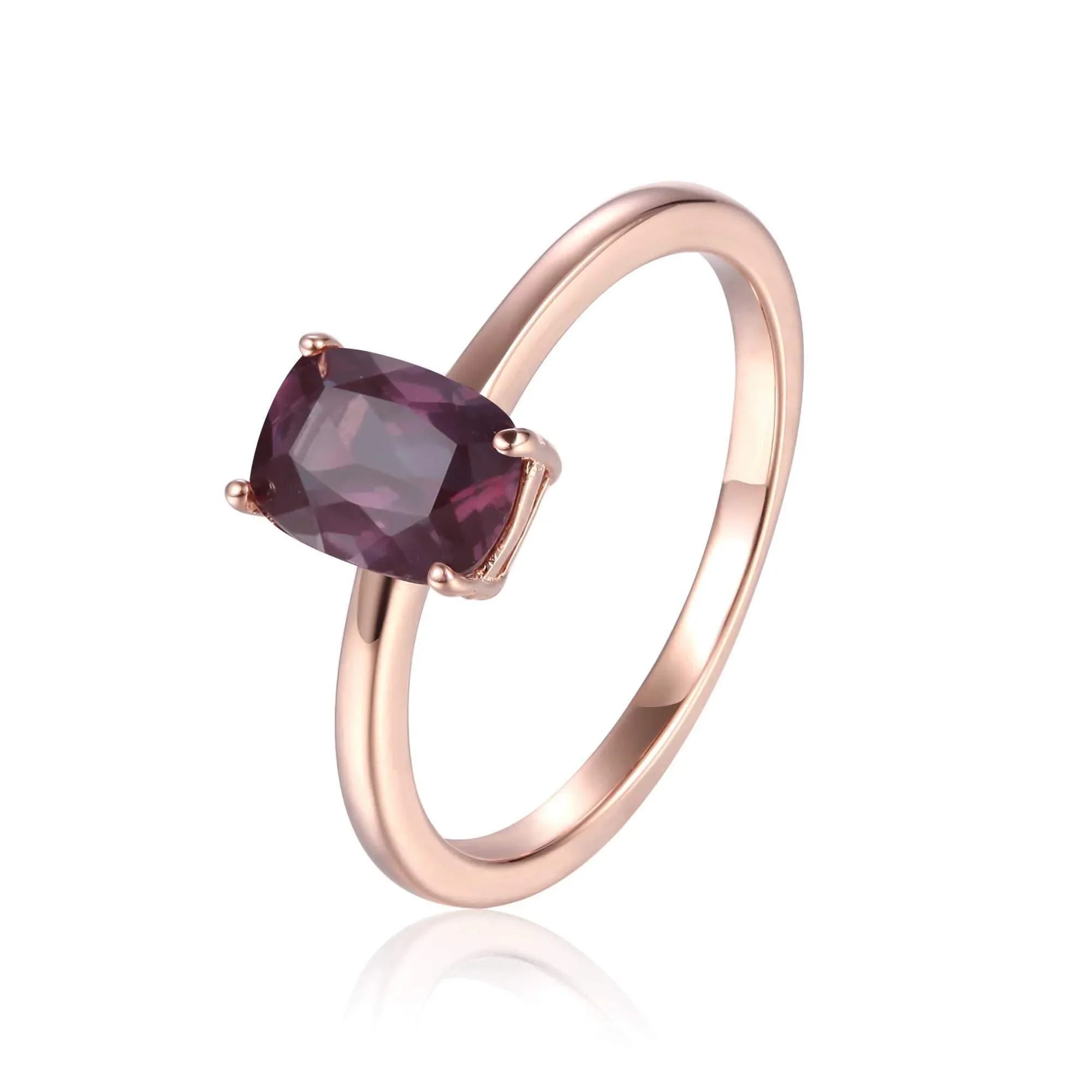 Alexandrite Cushion Solitaire Ring - Fine Diamond