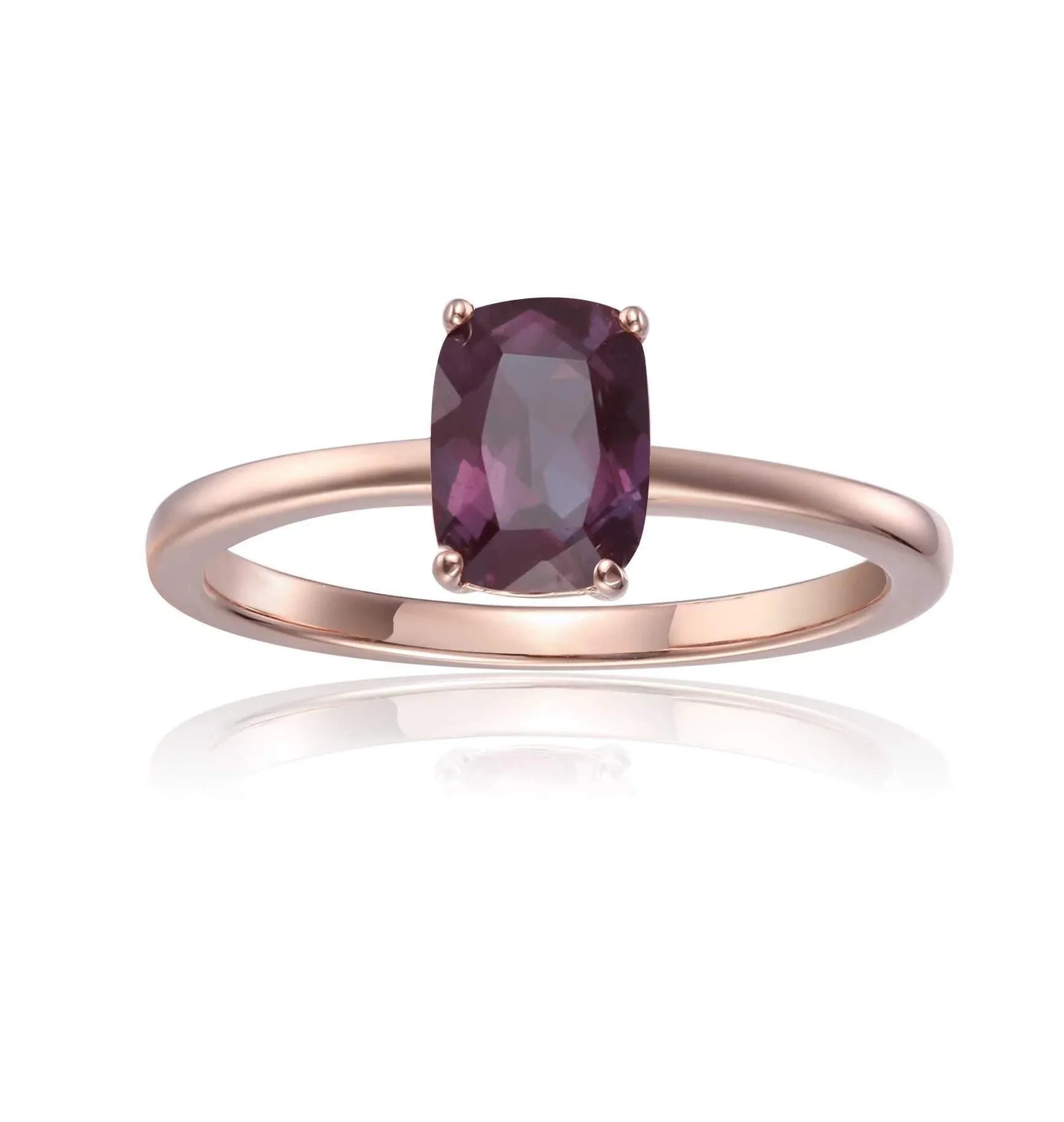 Alexandrite Cushion Solitaire Ring - Fine Diamond