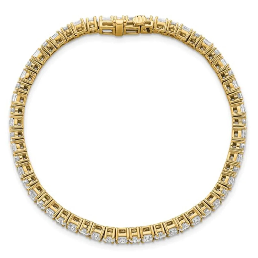 14k Yellow Gold 7 Carat Lab Diamond Tennis Bracelet - Fine Diamond