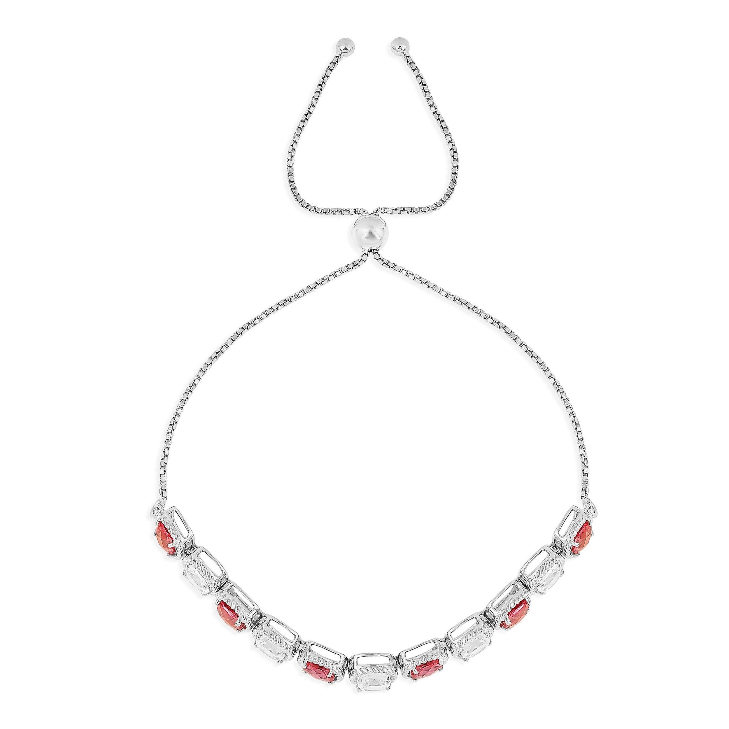 Peach and White Sapphire Tennis Bracelet - Fine Diamond
