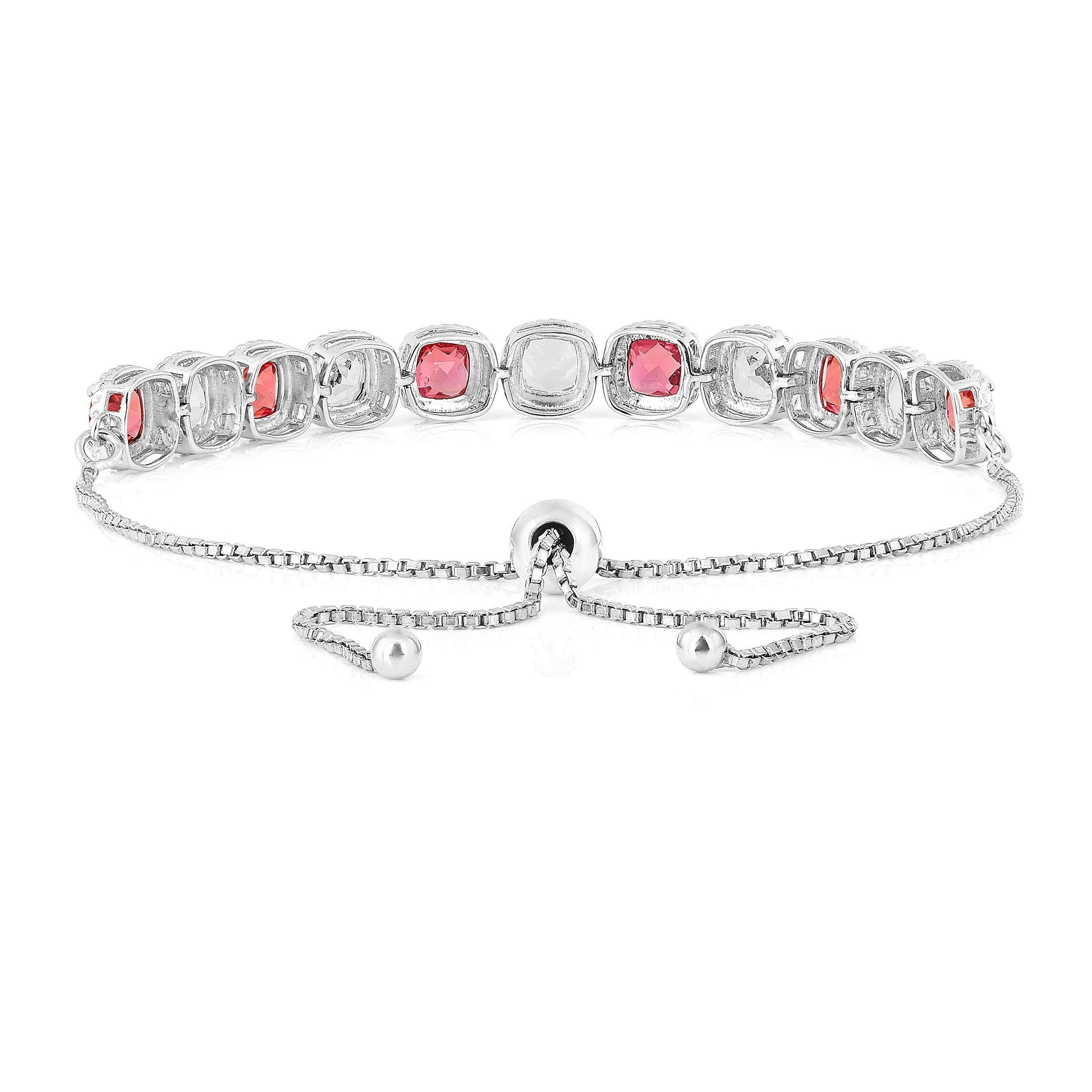 Peach and White Sapphire Tennis Bracelet - Fine Diamond