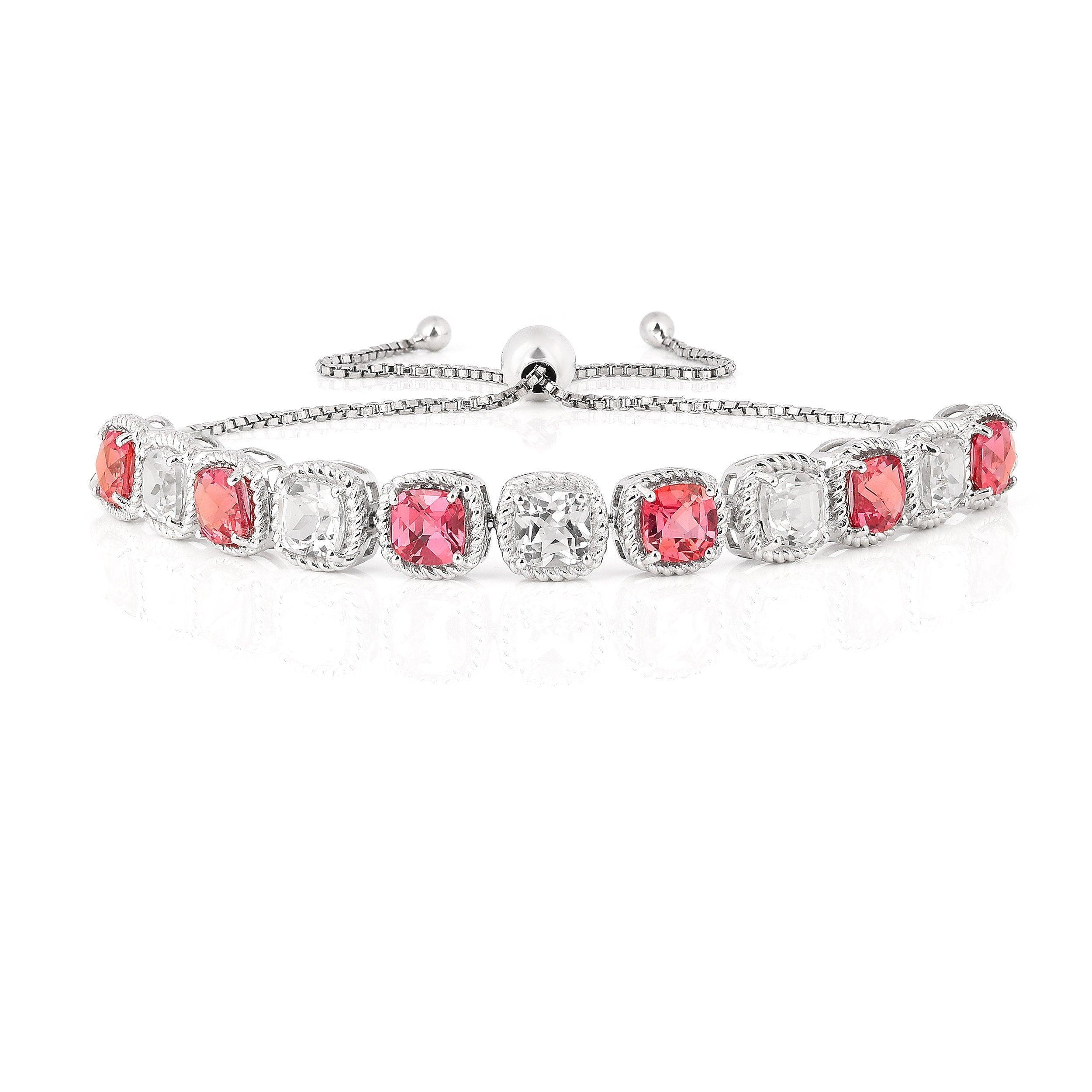 Peach and White Sapphire Tennis Bracelet - Fine Diamond