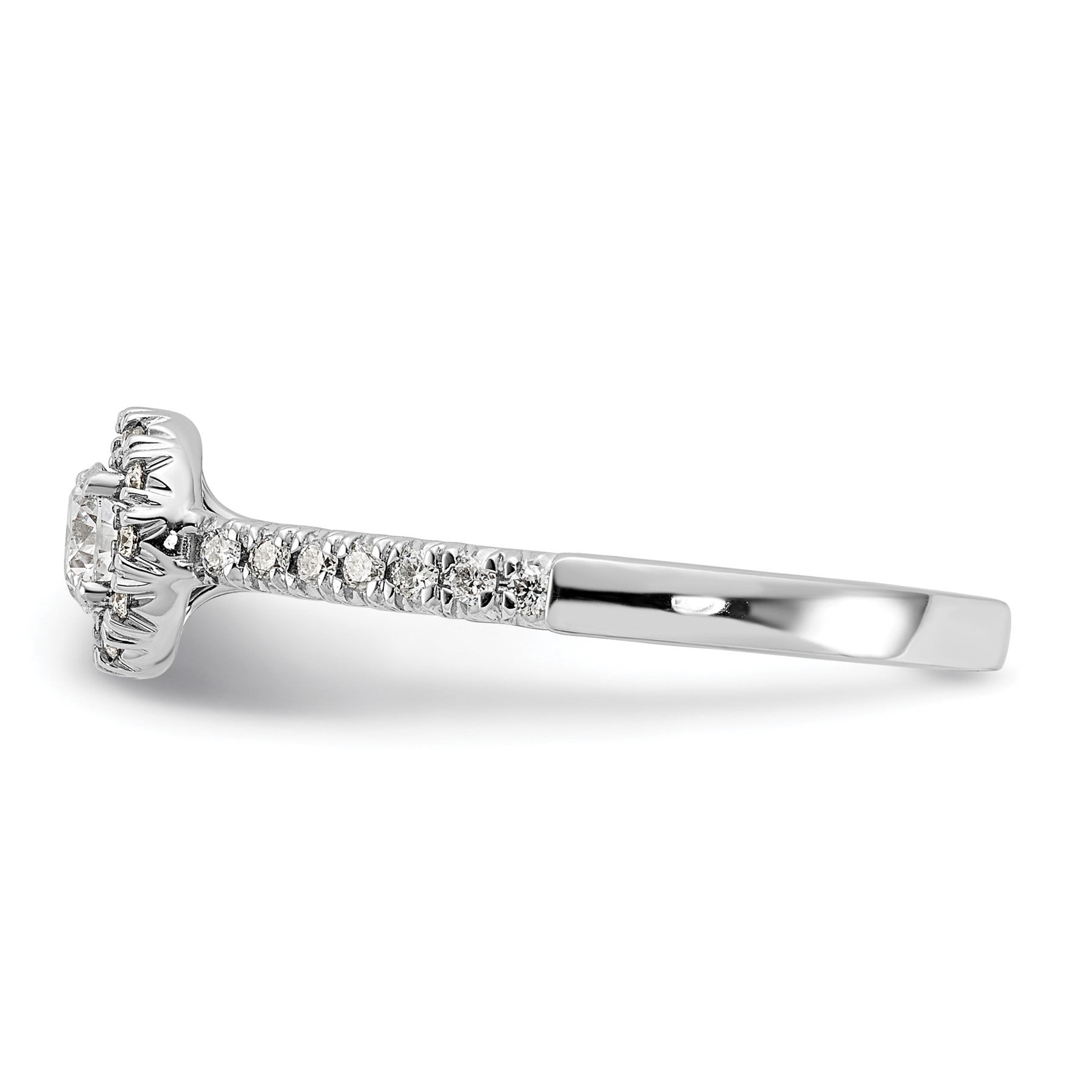 14k Lab Grown Diamond Round Halo Semi Mount Engagement Ring