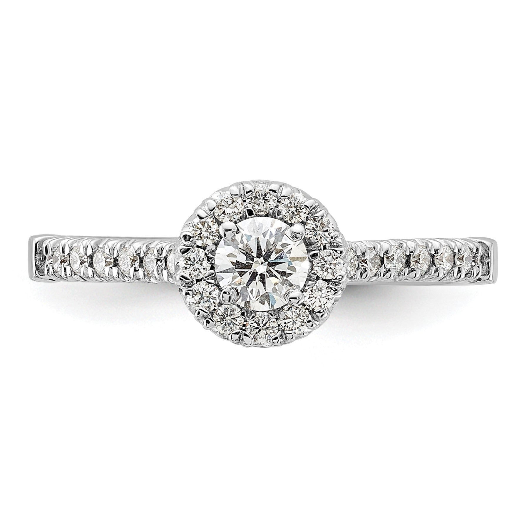14k Lab Grown Diamond Round Halo Semi Mount Engagement Ring