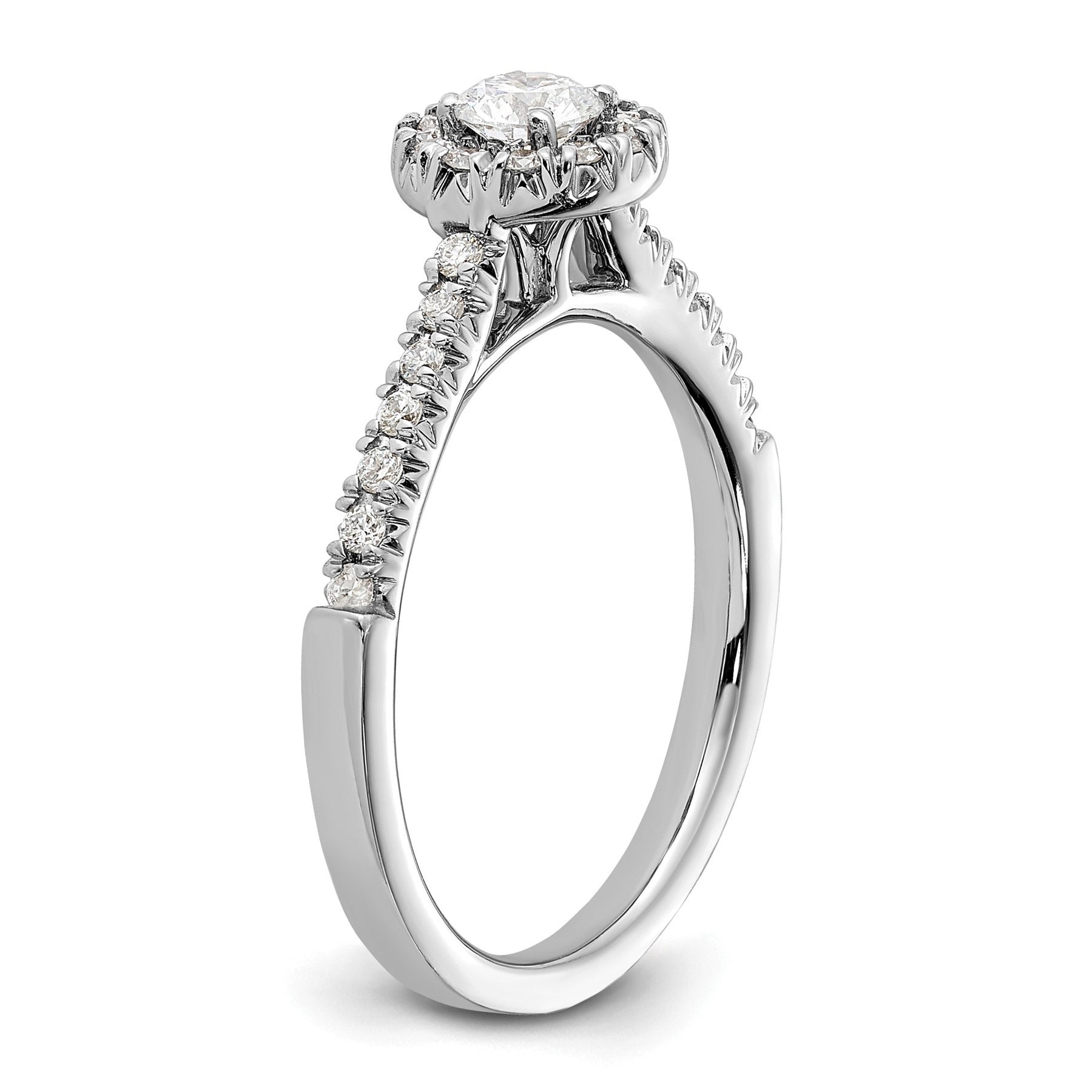 14k Lab Grown Diamond Round Halo Semi Mount Engagement Ring