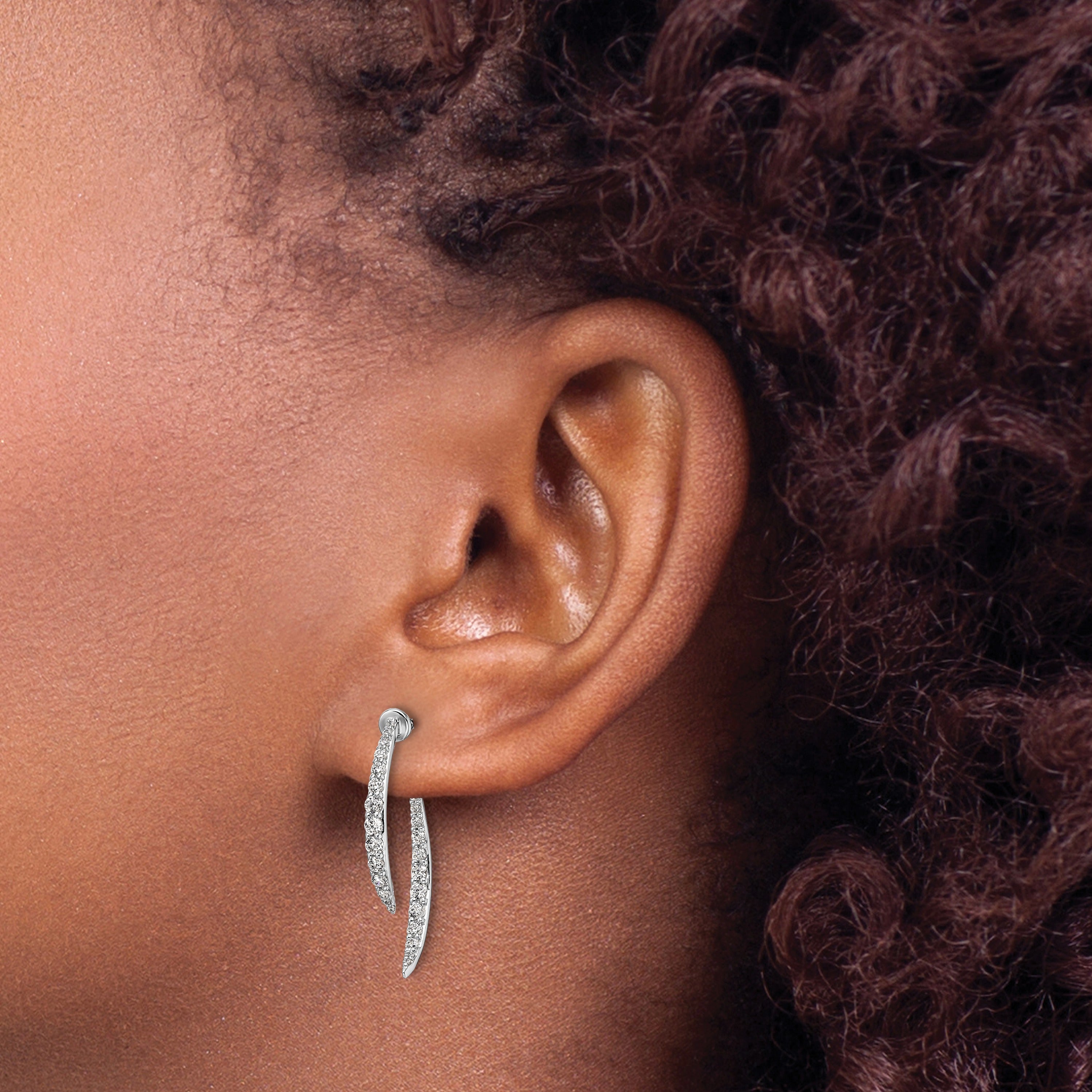 14k White Gold Lab Grown Diamond Dangle Post Earrings 0.625 Ct