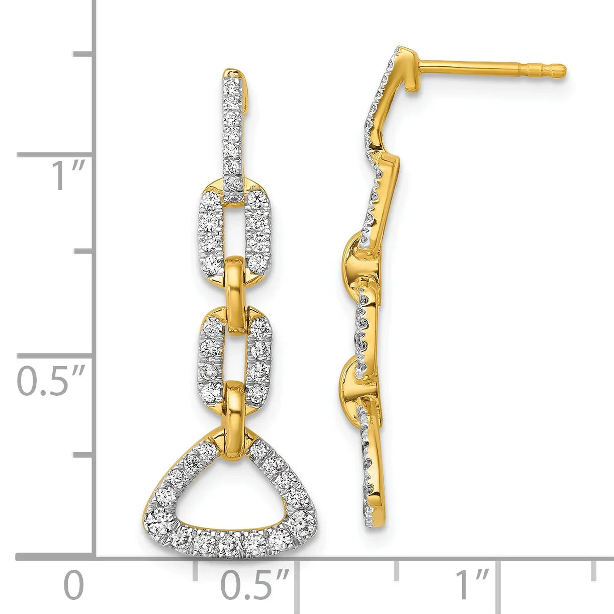 14K Yellow Gold Lab Grown Diamond Fancy Dangle Earrings - Fine Diamond
