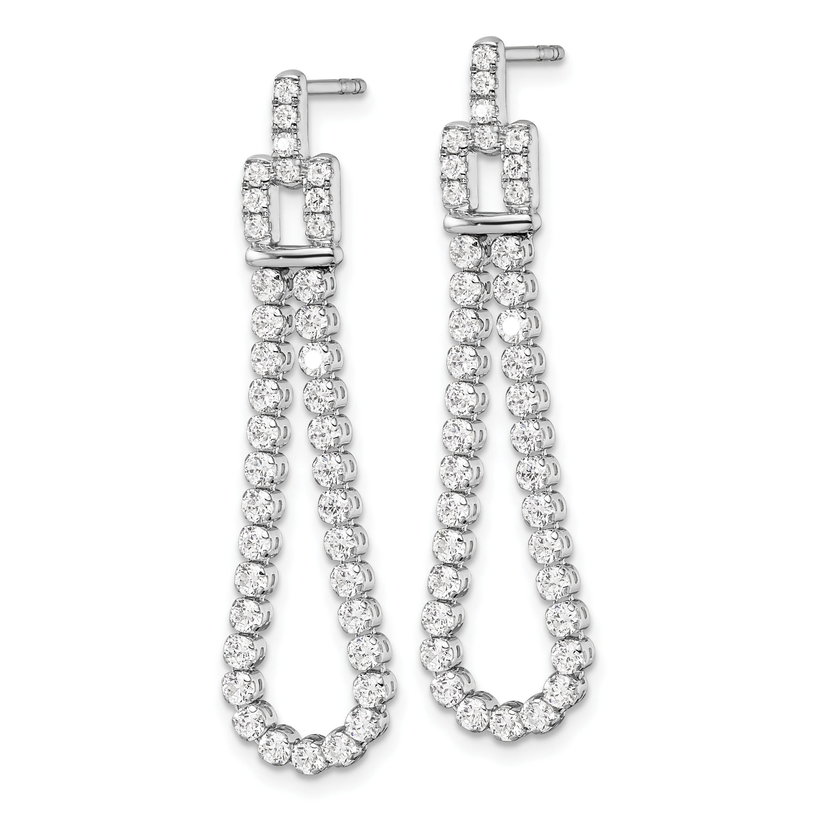 14k White Gold Lab Grown Diamond Dangle Loop Earrings