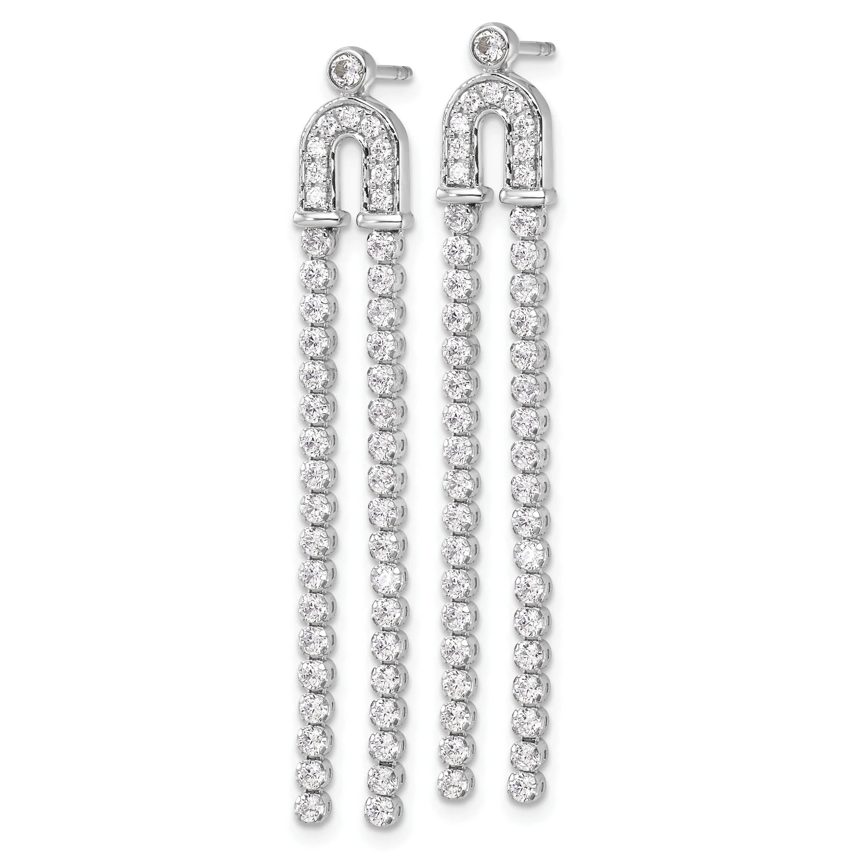 14k White Gold 2 carat Lab Grown Diamond Dangle Earrings - Fine Diamond