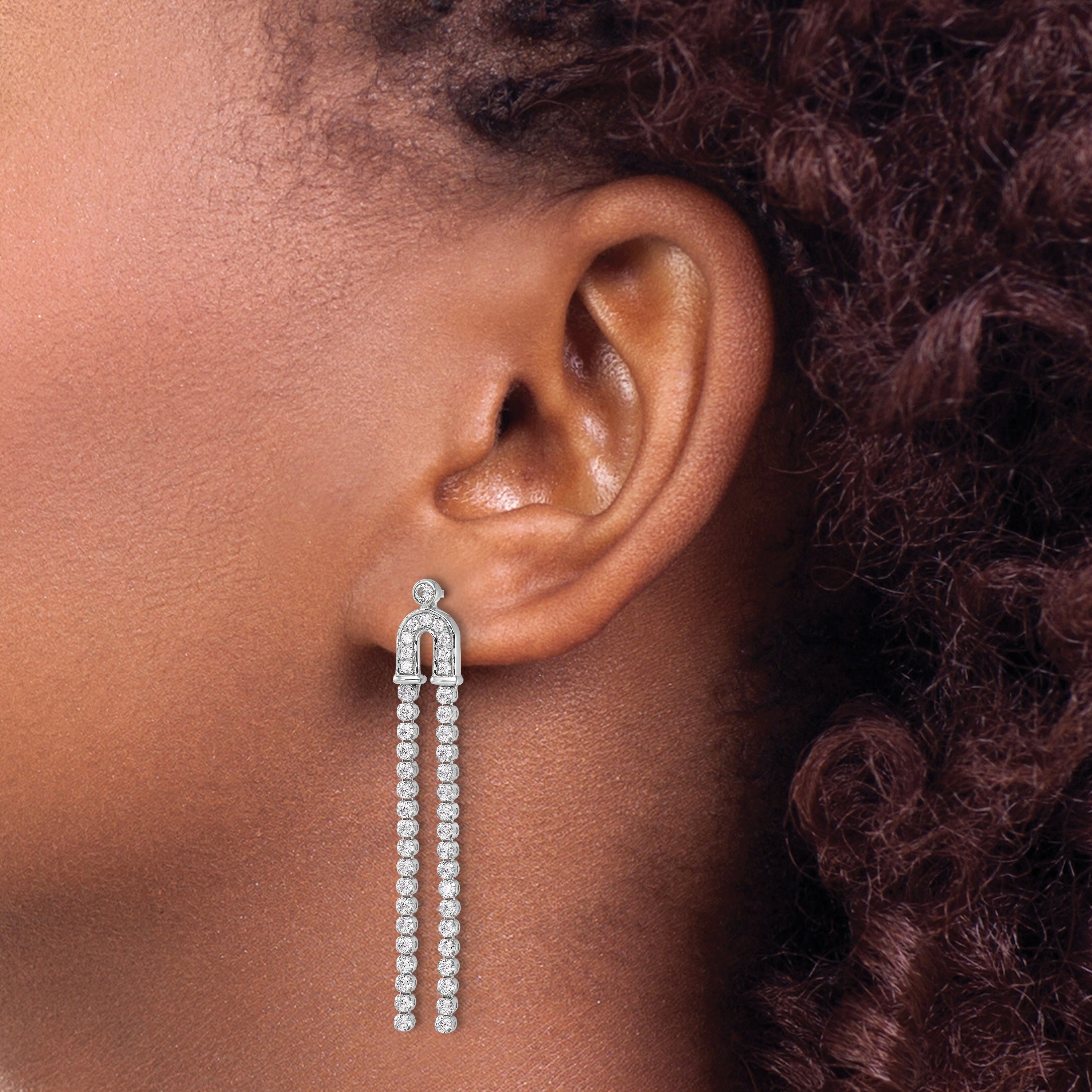 14k White Gold 2 carat Lab Grown Diamond Dangle Earrings
